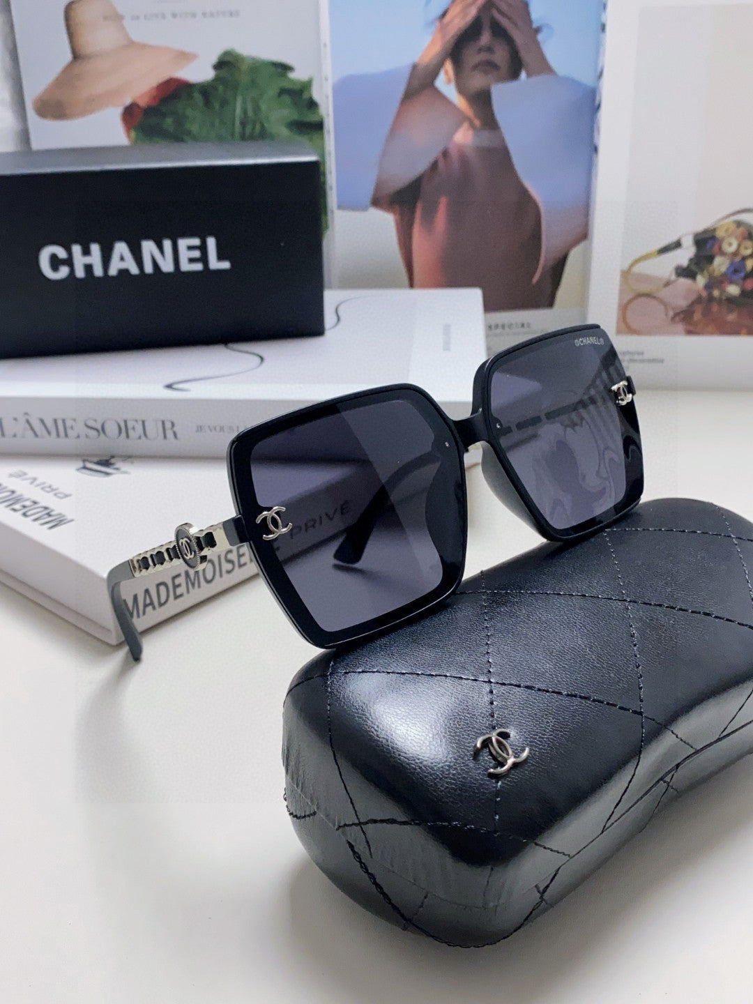 Chanel Polarized Fashion Black Lens Sunglasses for Women - detail image 7