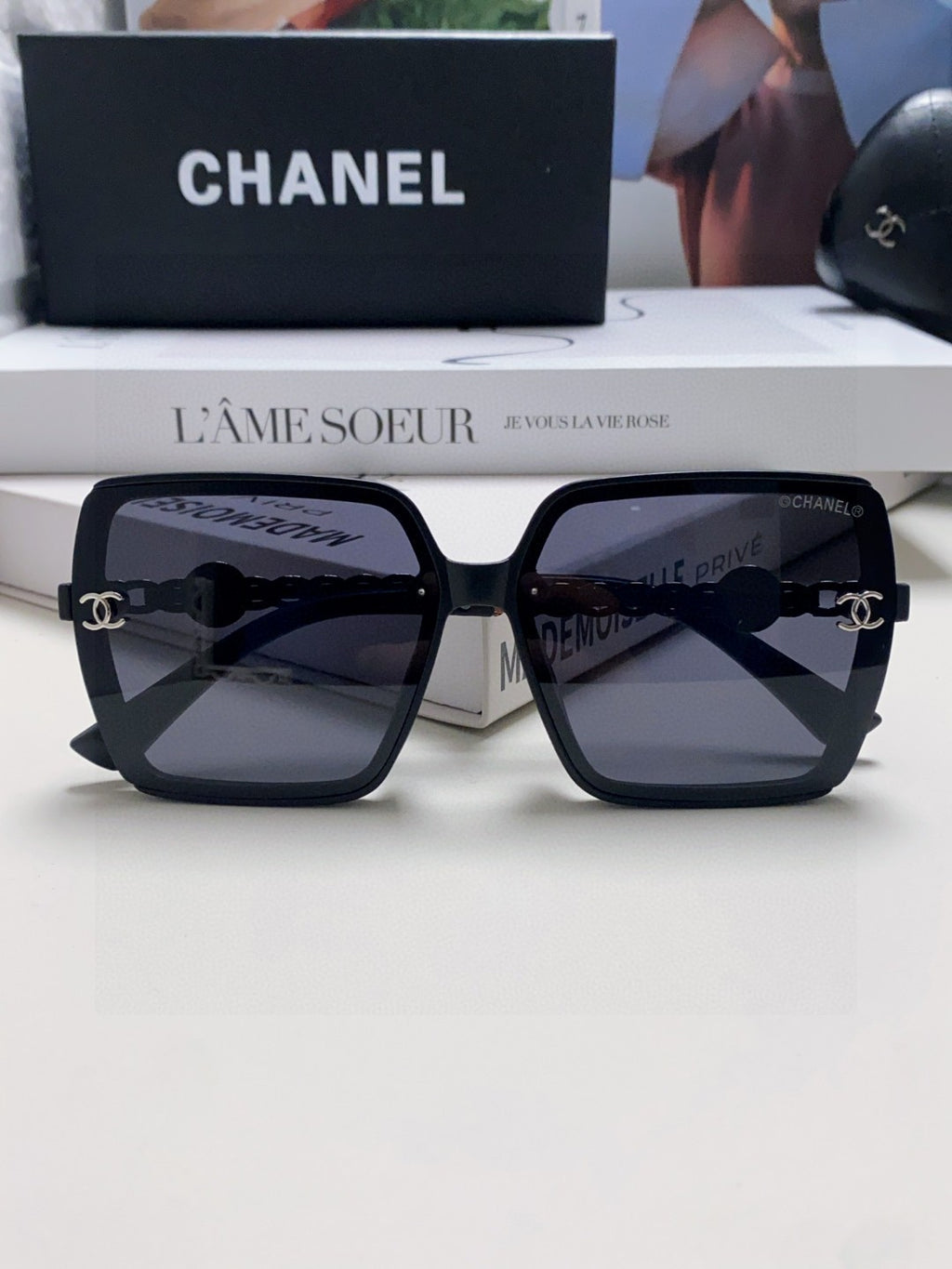Chanel Polarized Fashion Black Lens Sunglasses for Women - detail image 6