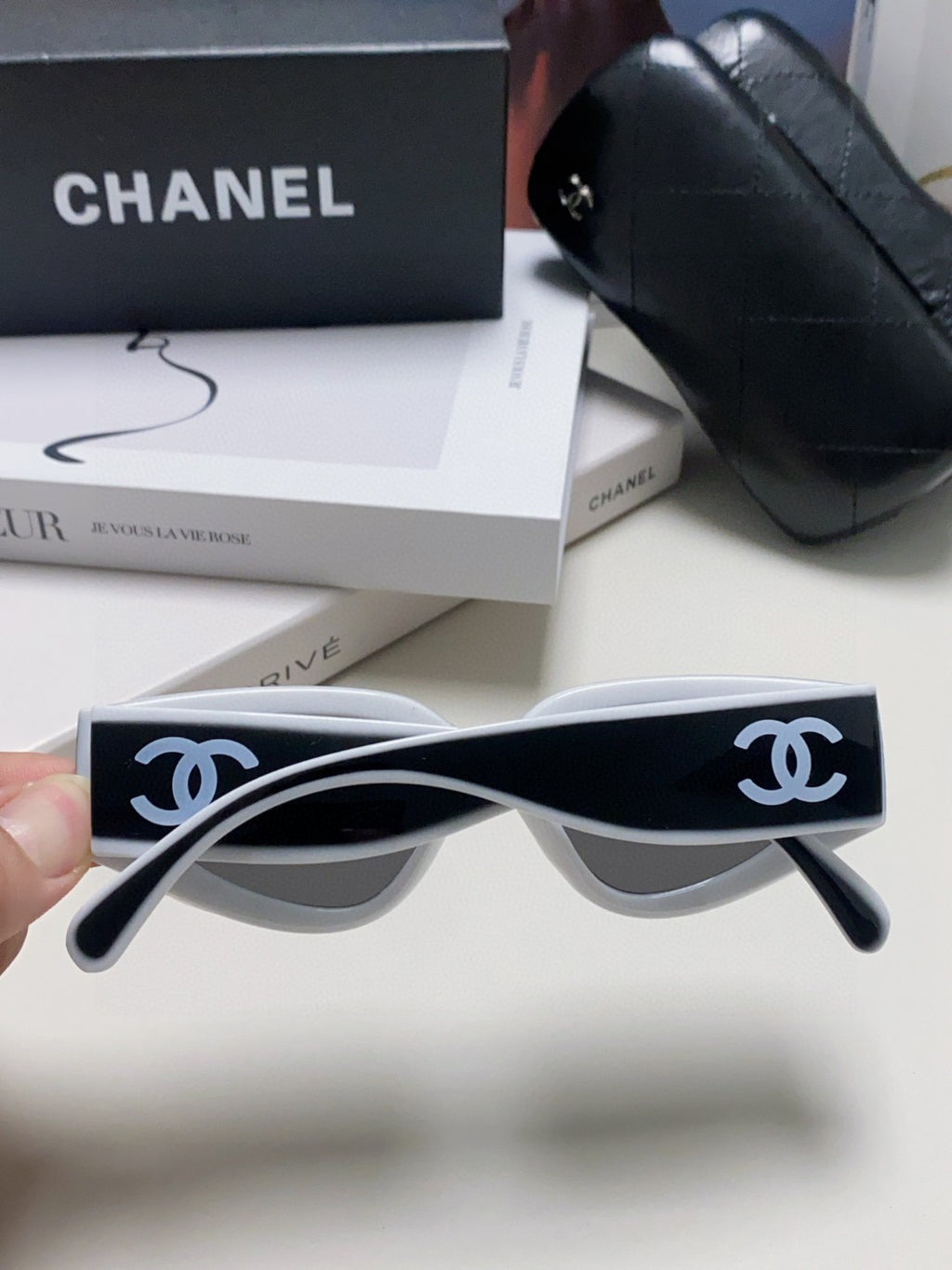 Chanel Cat-Eye Black Lens Sunglasses for Women - detail image 4