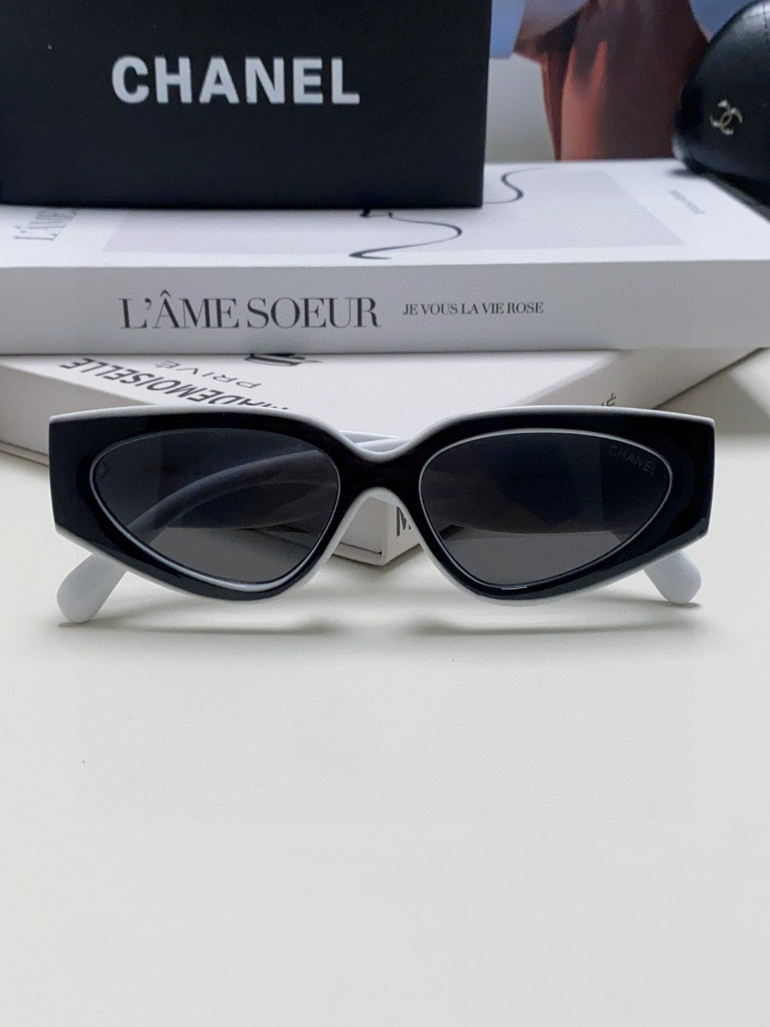 Chanel Cat-Eye Black Lens Sunglasses for Women - detail image 6