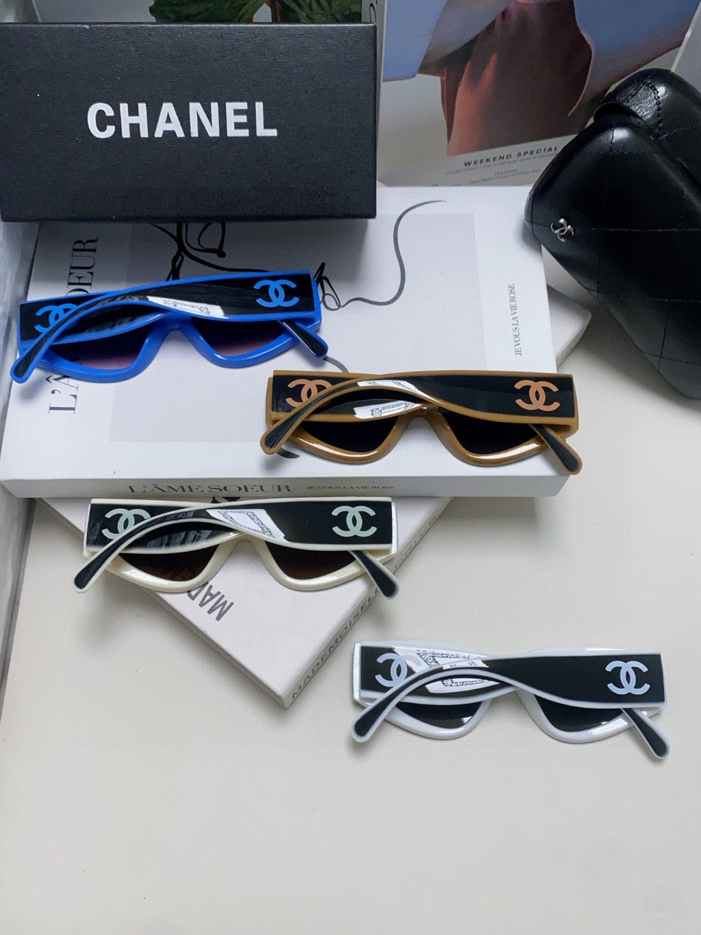 Chanel Cat-Eye Black Lens Sunglasses for Women - detail image 8