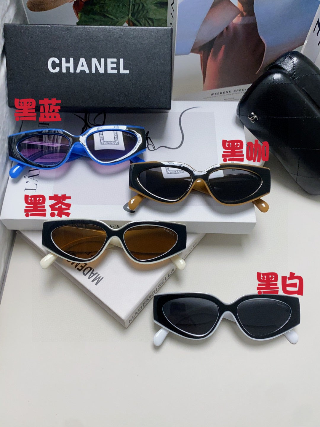 Chanel Cat-Eye Black Lens Sunglasses for Women - detail image 9