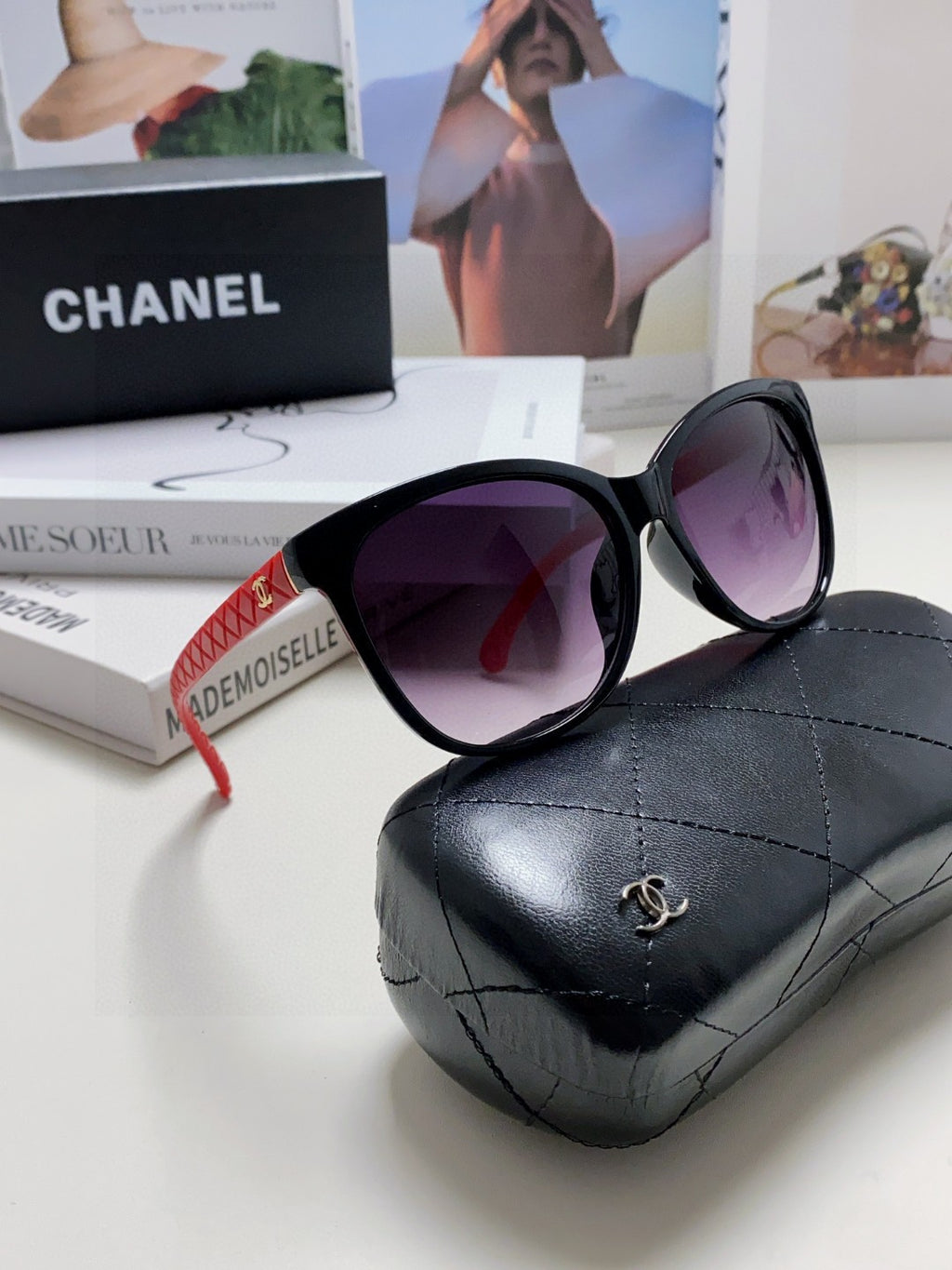 Chanel Cat-Eye Black Lens Sunglasses for Men & Women - 431692 - detail image 7