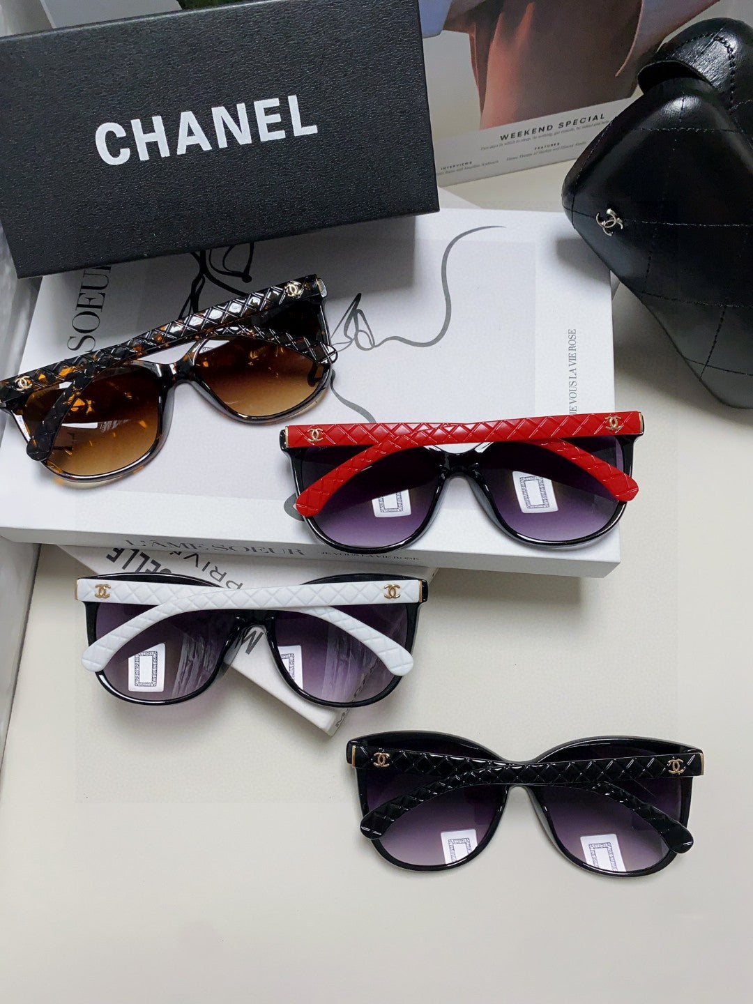 Chanel Cat-Eye Black Lens Sunglasses for Men & Women - 431692 - detail image 8