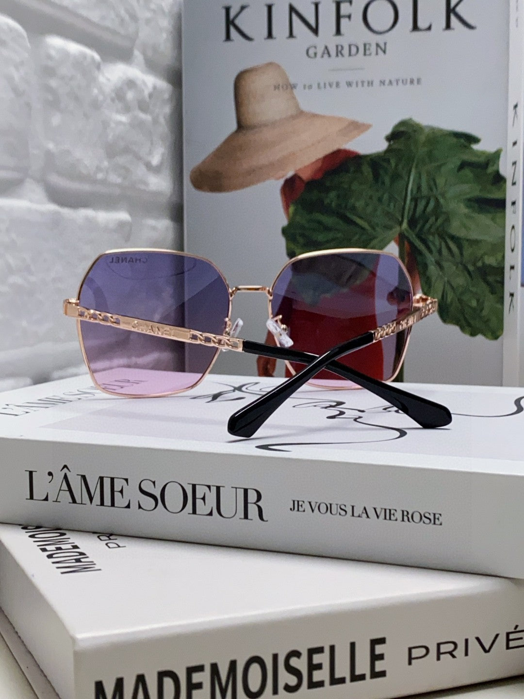 Chanel Metal Oversized Purple Lens Sunglasses for Men & Women