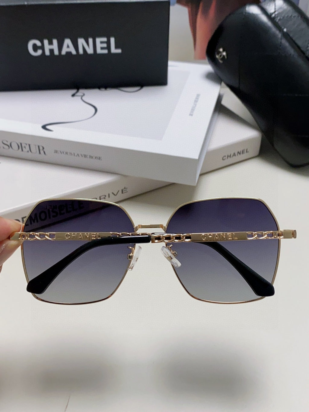 Chanel Metal Oversized Silver Lens Sunglasses for Men & Women - detail image 3