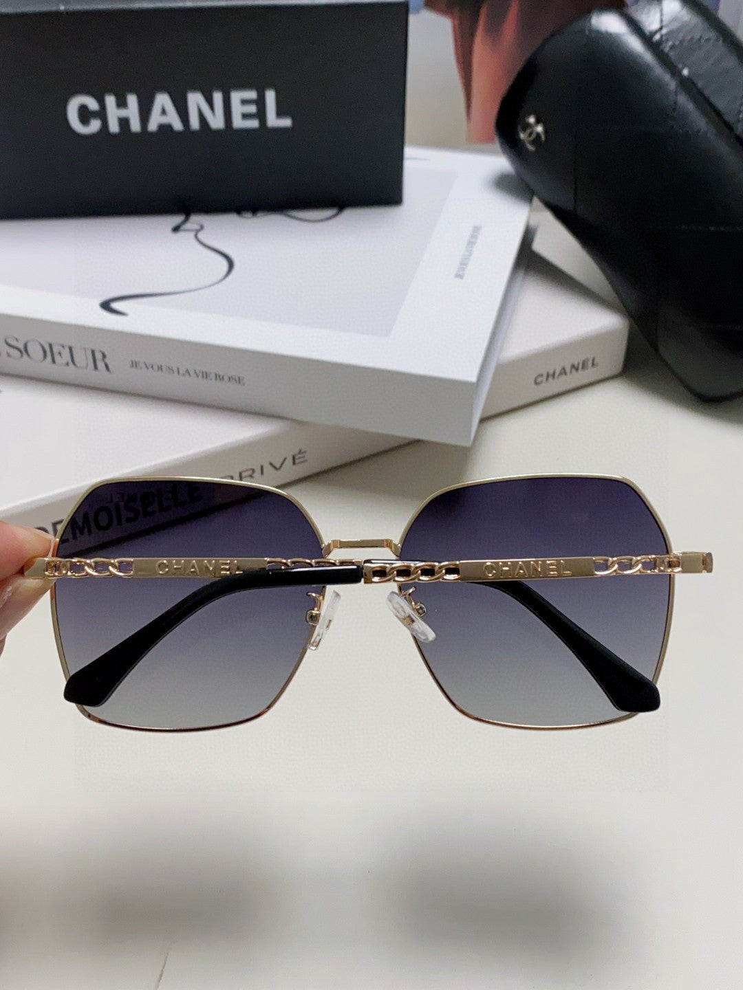 Chanel Metal Oversized Silver Lens Sunglasses for Men & Women - detail image 3