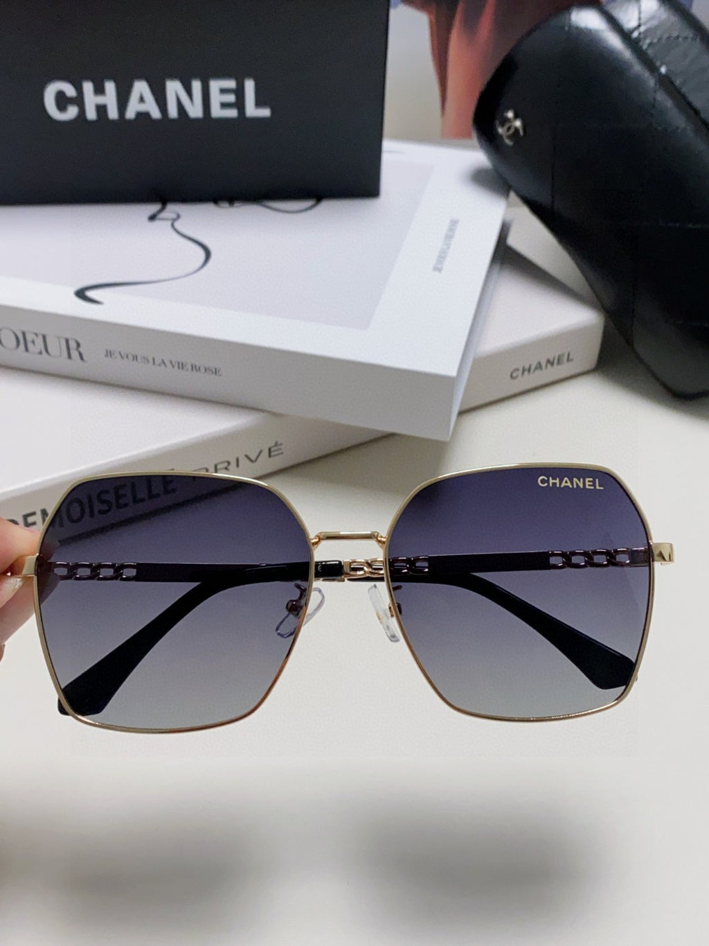 Chanel Metal Oversized Silver Lens Sunglasses for Men & Women - detail image 2