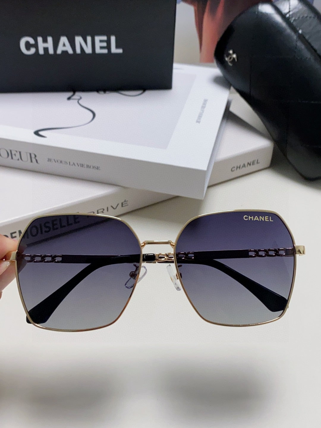 Chanel Metal Oversized Silver Lens Sunglasses for Men & Women - detail image 2