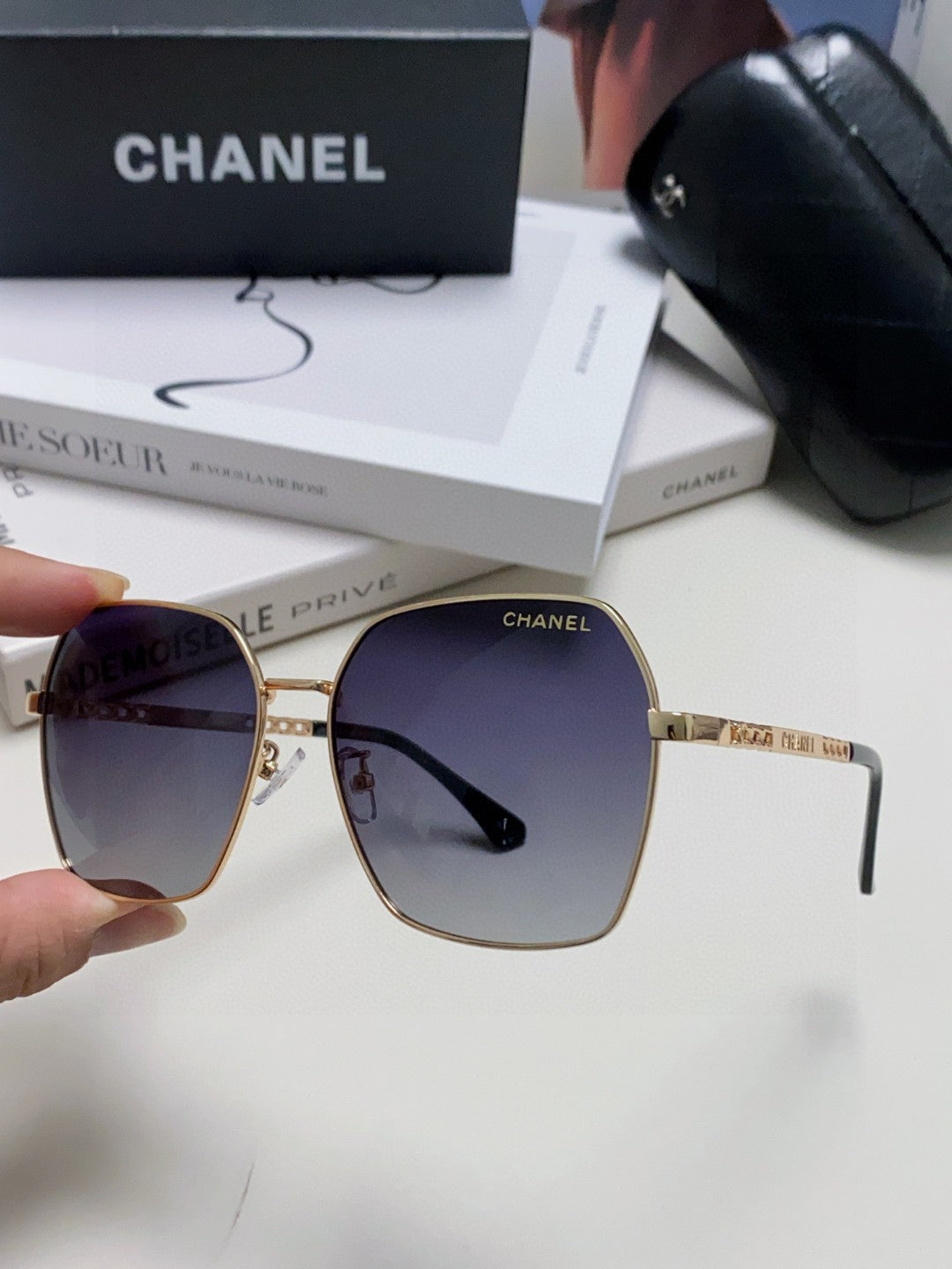Chanel Metal Oversized Silver Lens Sunglasses for Men & Women - detail image 4