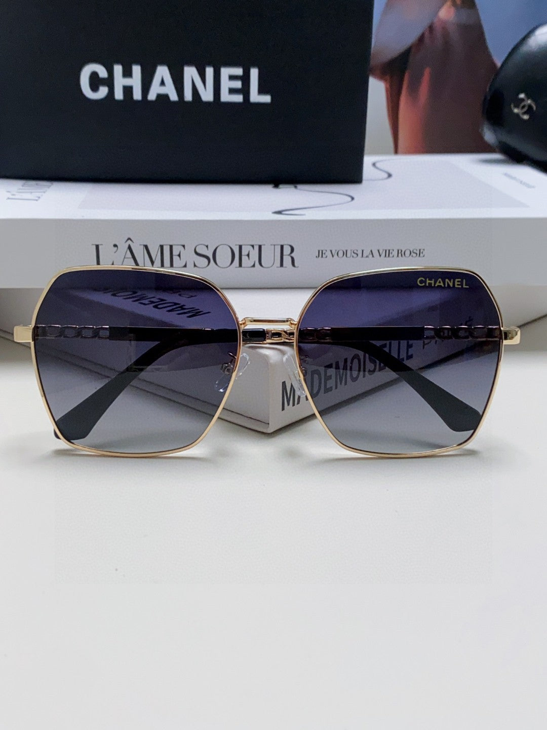 Chanel Metal Oversized Silver Lens Sunglasses for Men & Women - detail image 5
