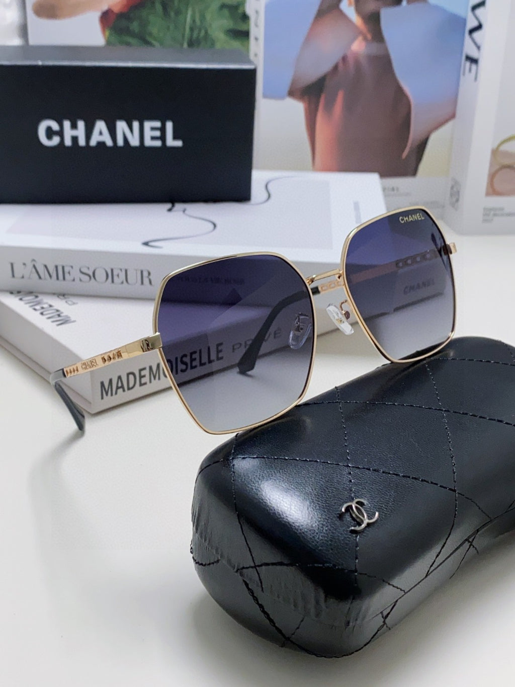 Chanel Metal Oversized Silver Lens Sunglasses for Men & Women - detail image 6