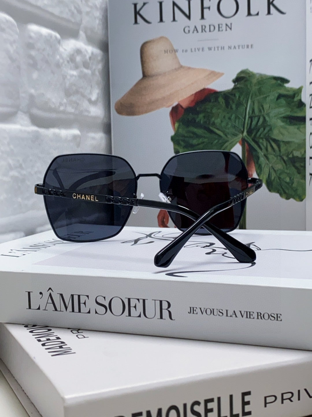Chanel Metal Oversized Black Lens Sunglasses for Men & Women - detail image 2