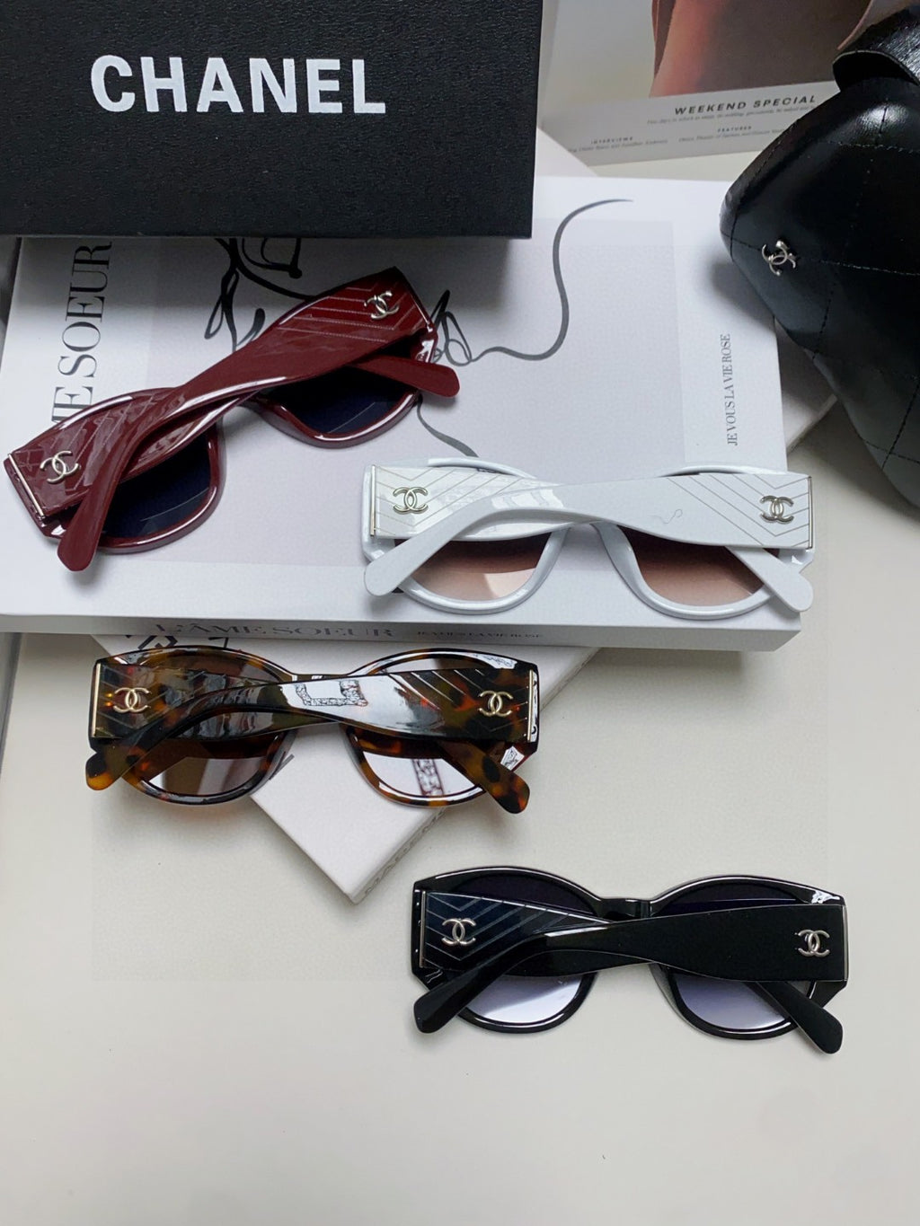 Chanel Polarized Cat-Eye Red Lens Sunglasses for Women - 431505 - detail image 8