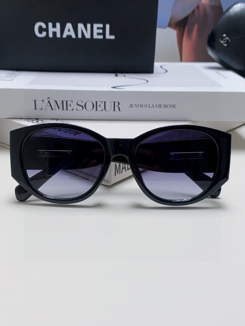 Chanel Polarized Cat-Eye Blue Lens Sunglasses for Women - 431506 - detail image 6
