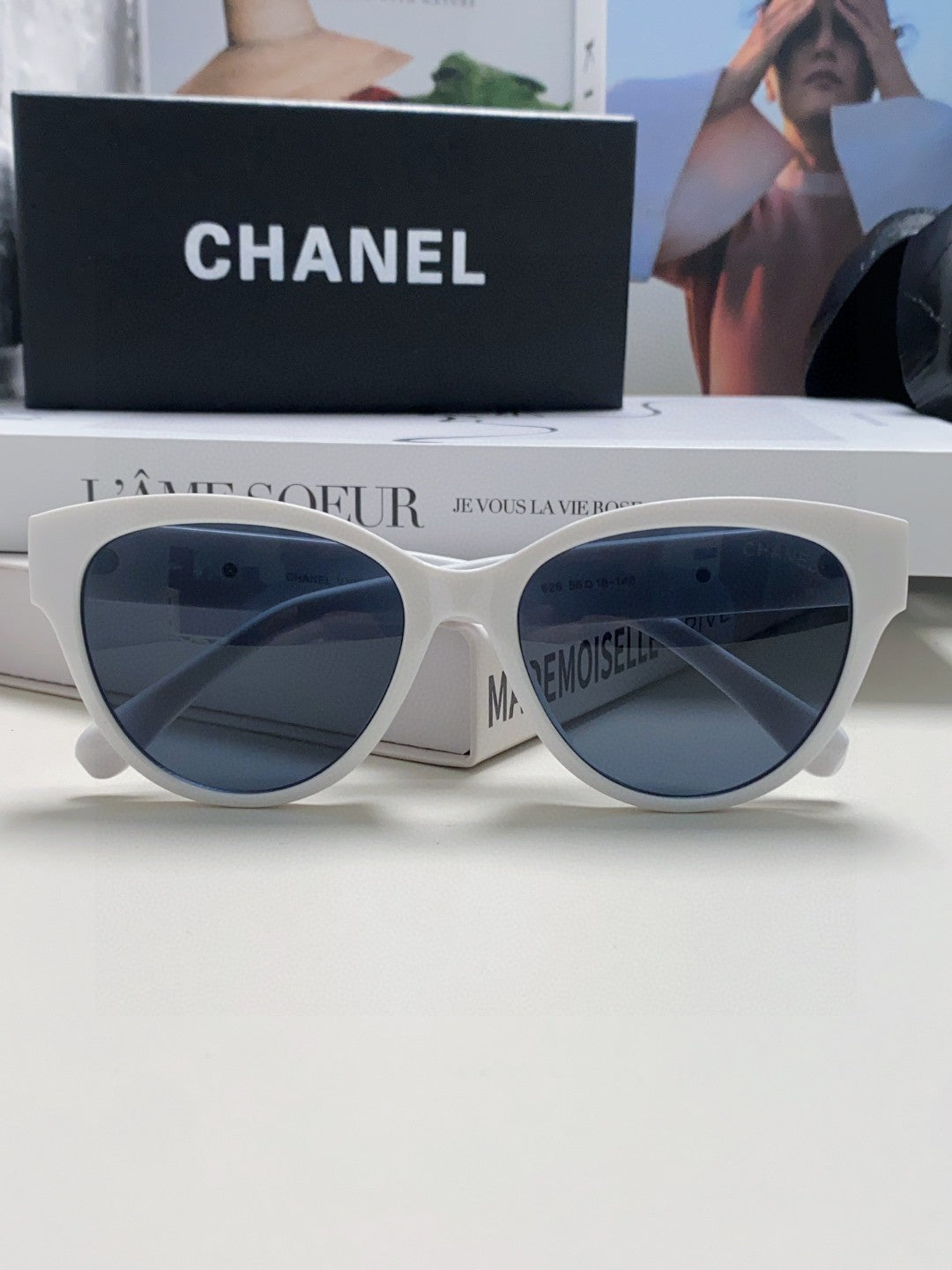 Chanel Cat-Eye Blue Lens Sunglasses for Women - 431507 - detail image 6