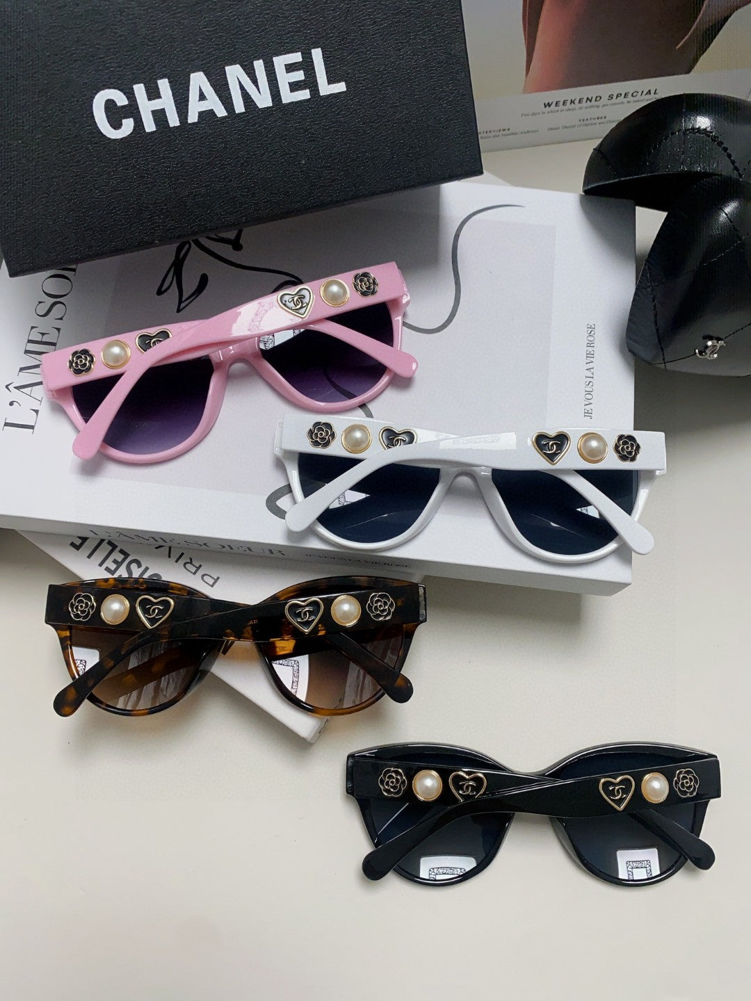 Chanel Cat-Eye Blue Lens Sunglasses for Women - 431507 - detail image 8