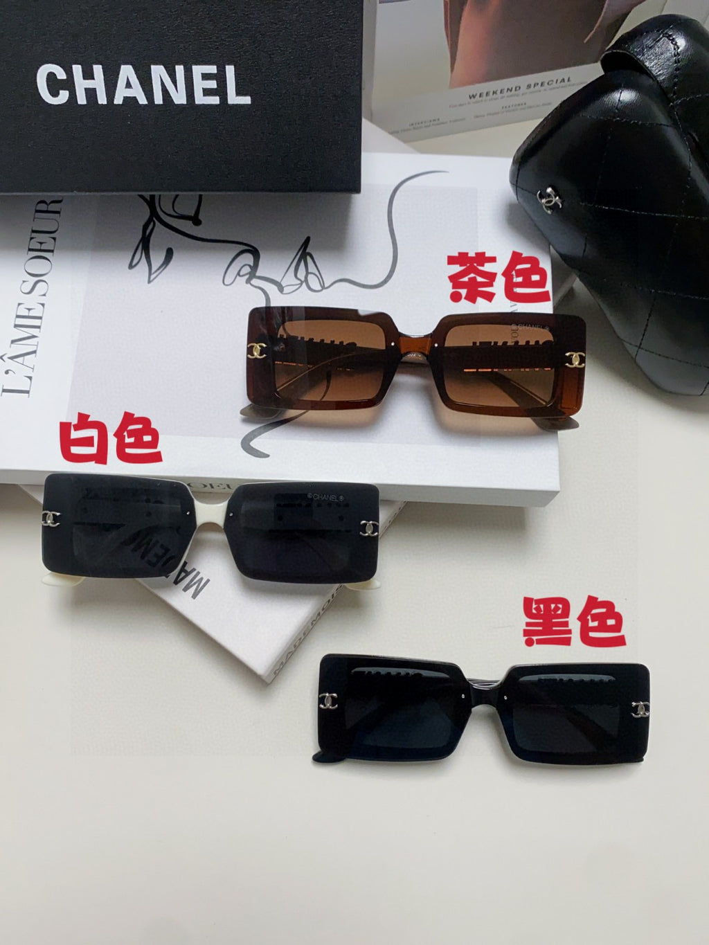 Chanel Polarized Square Red Lens Sunglasses for Men & Women - 431508 - detail image 9