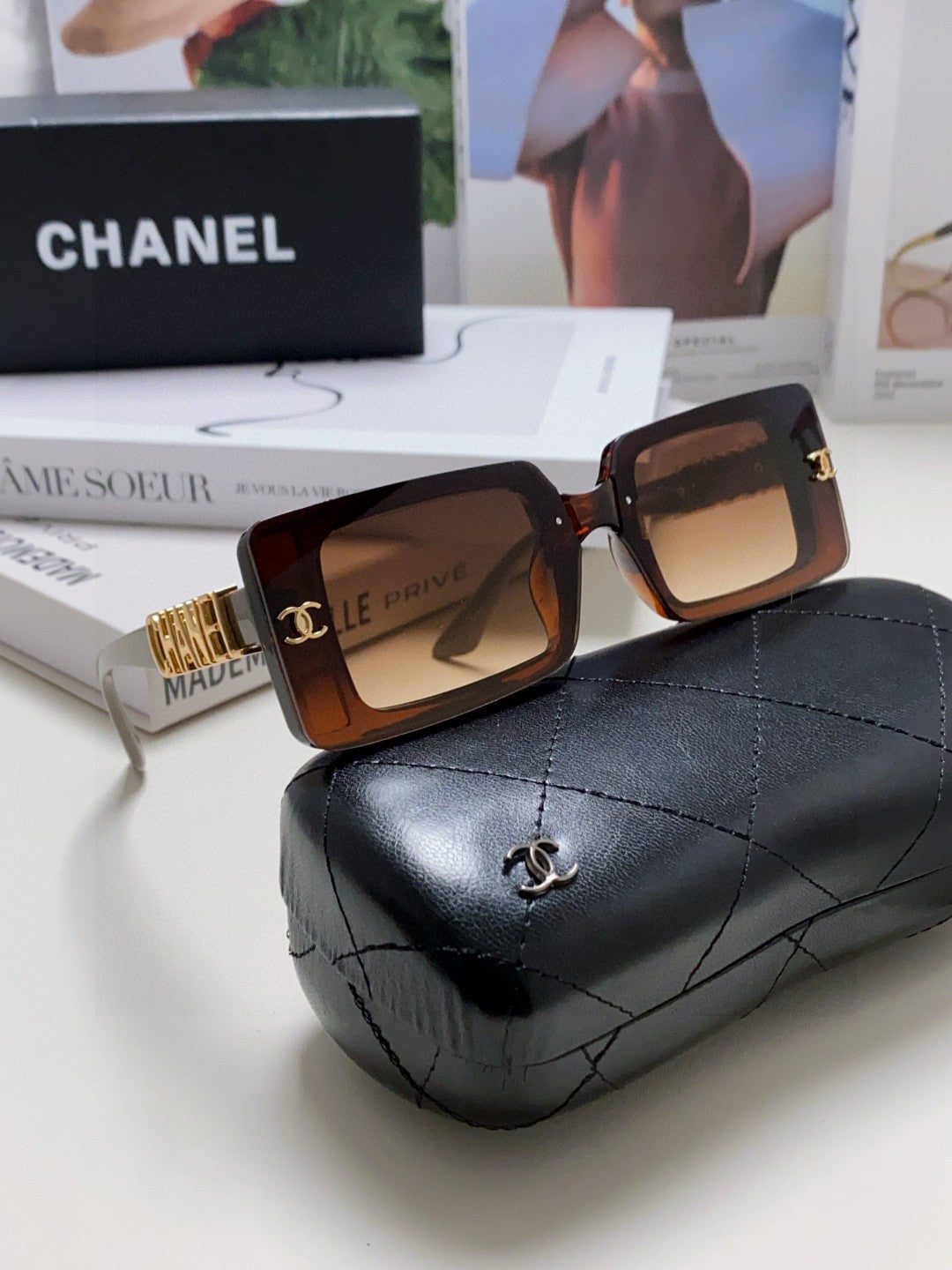 Chanel Polarized Square Red Lens Sunglasses for Men & Women - 431508 - detail image 6
