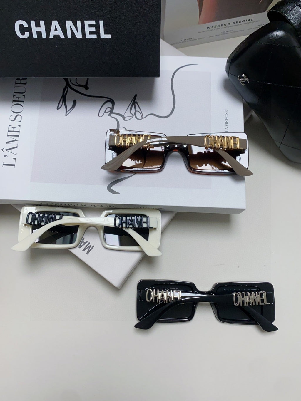 Chanel Polarized Square Red Lens Sunglasses for Men & Women - 431508 - detail image 8