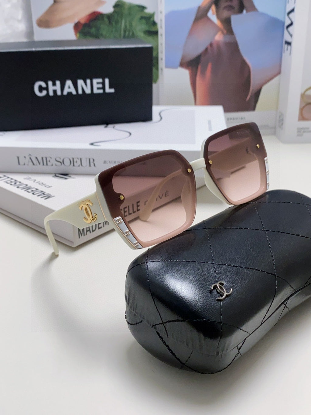 Chanel Polarized Square Red Lens Sunglasses for Men & Women - 431513 - detail image 7