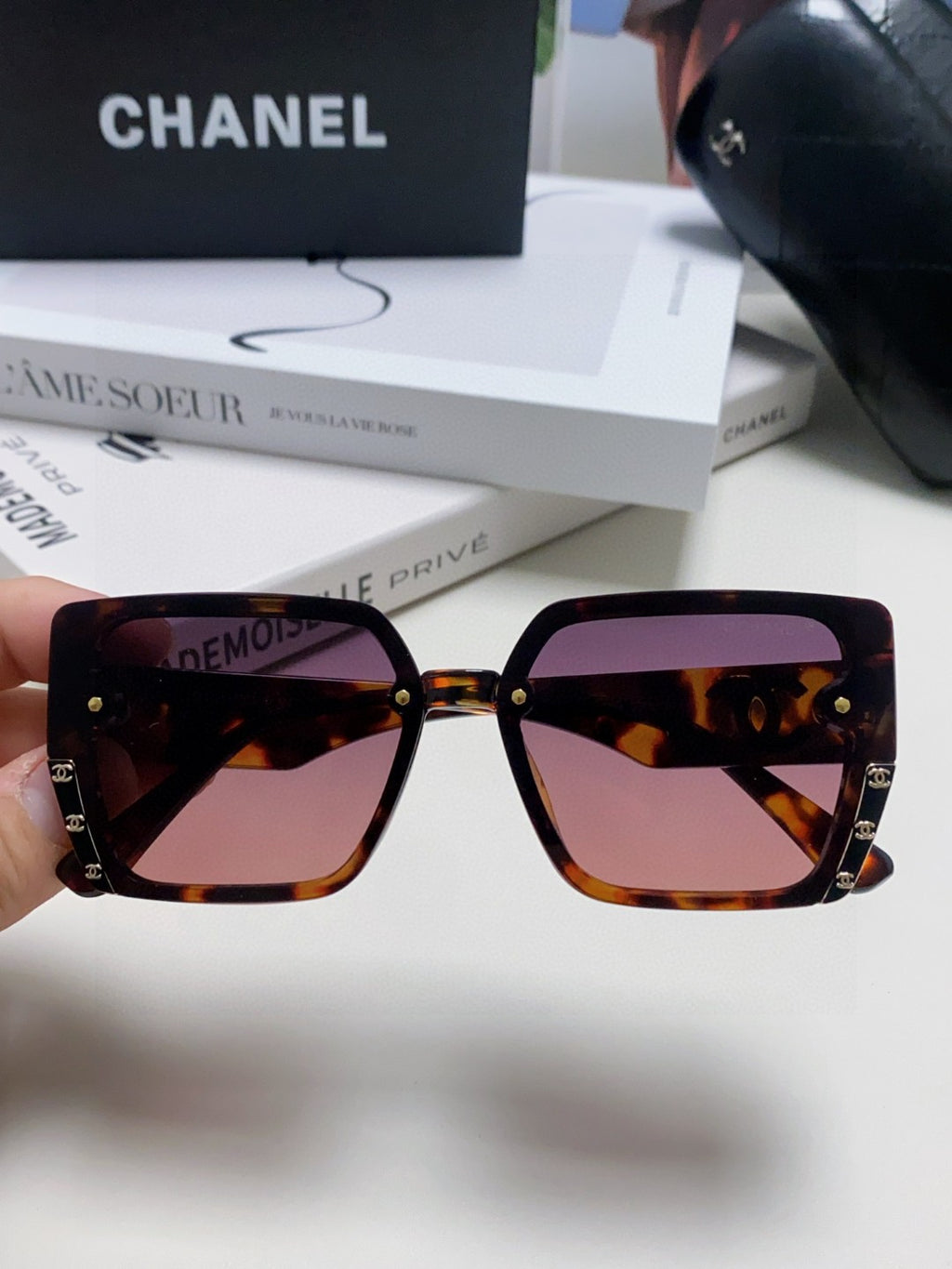 Chanel Polarized Square Red Lens Sunglasses for Men & Women - detail image 3