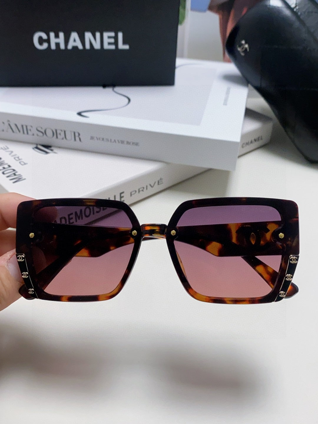 Chanel Polarized Square Red Lens Sunglasses for Men & Women - detail image 3