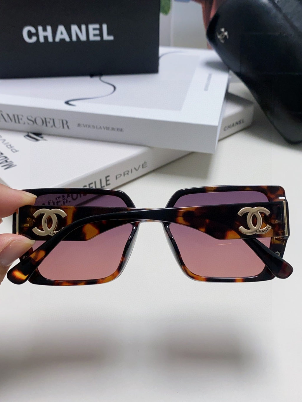 Chanel Polarized Square Red Lens Sunglasses for Men & Women - detail image 4
