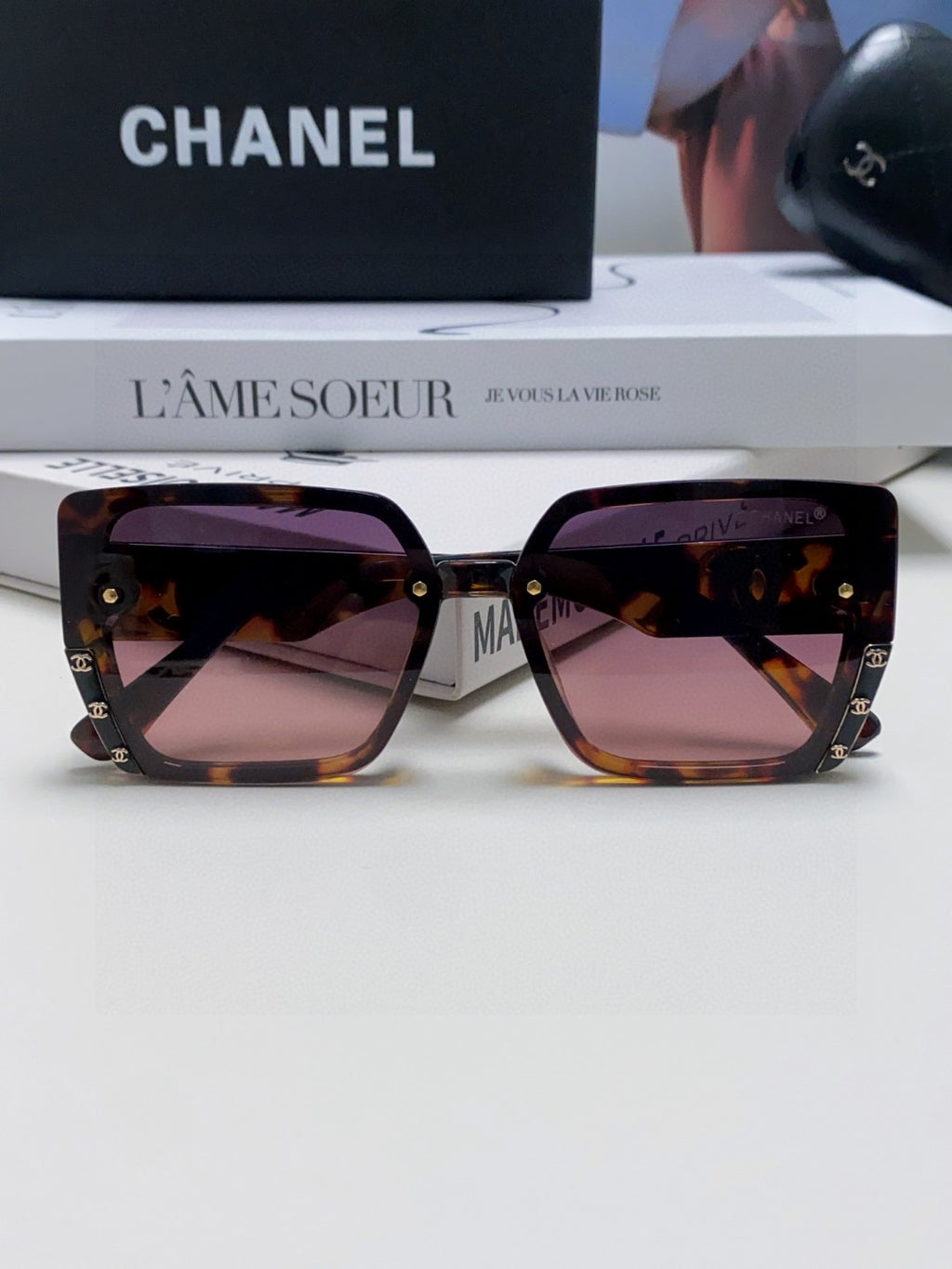 Chanel Polarized Square Red Lens Sunglasses for Men & Women - detail image 6