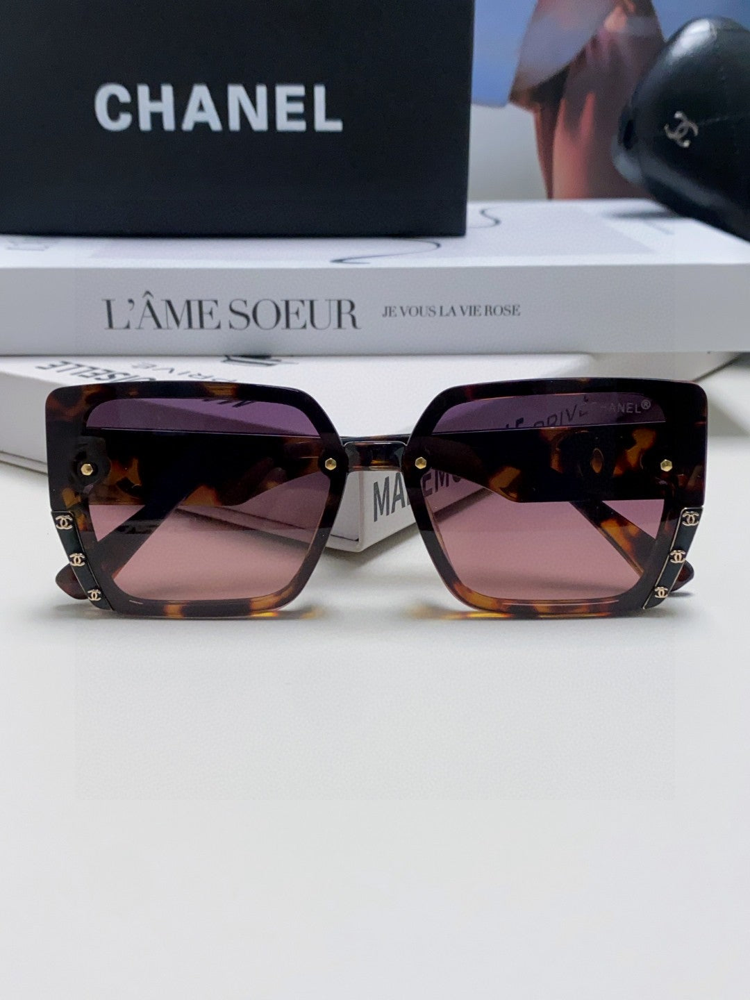 Chanel Polarized Square Red Lens Sunglasses for Men & Women - detail image 6