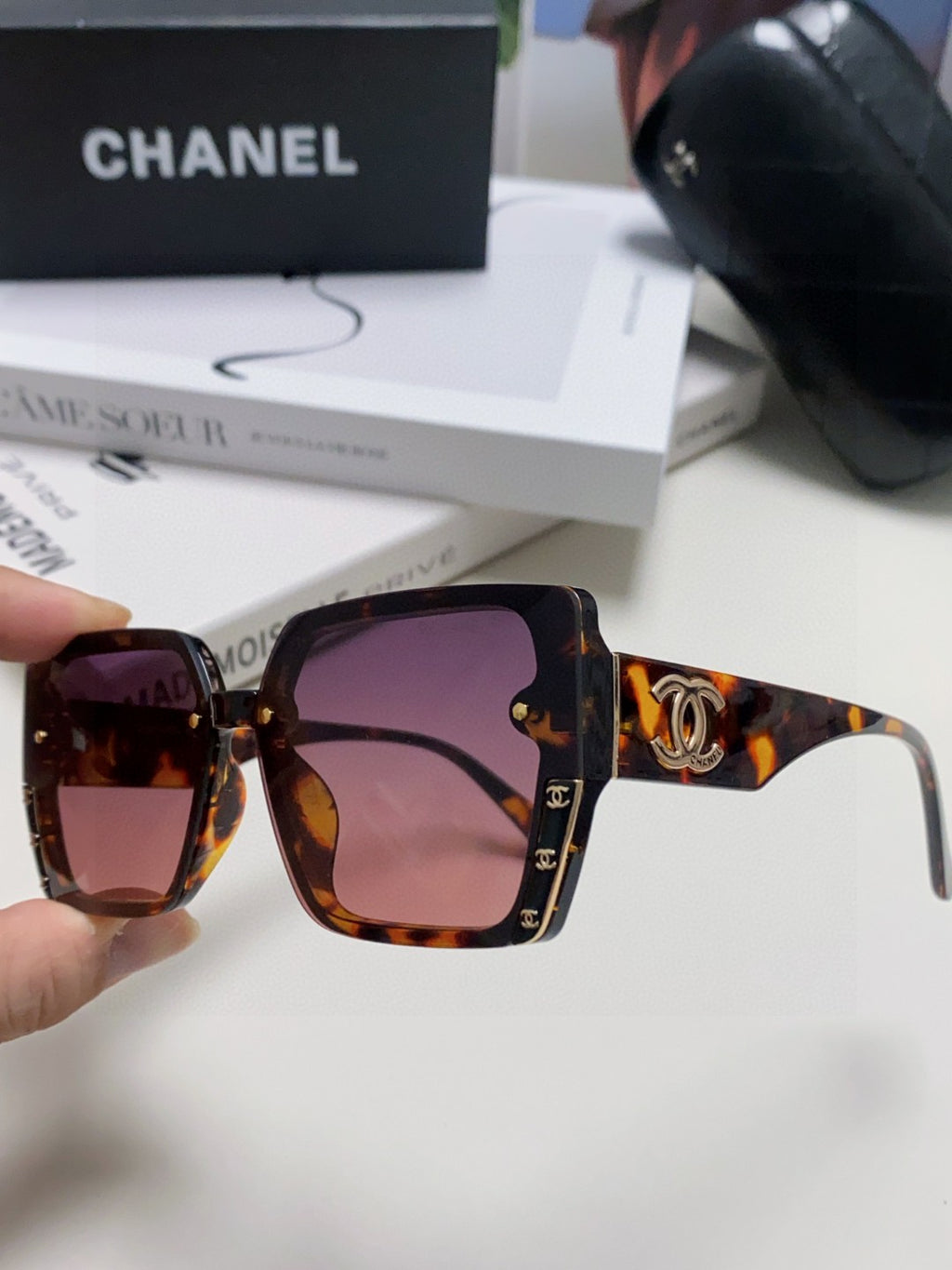 Chanel Polarized Square Red Lens Sunglasses for Men & Women - detail image 5