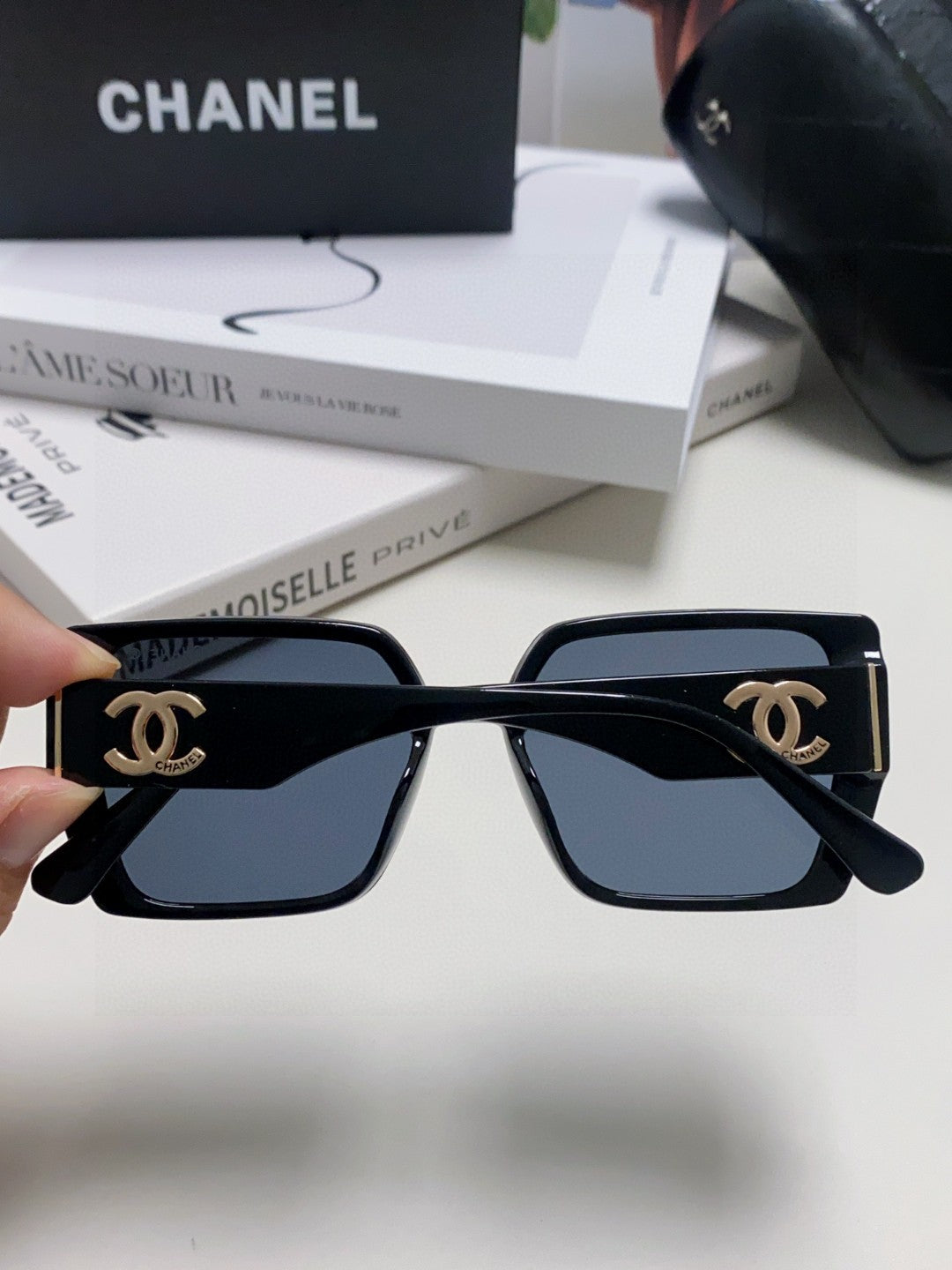 Chanel Polarized Square Blue Lens Sunglasses for Men & Women - detail image 4
