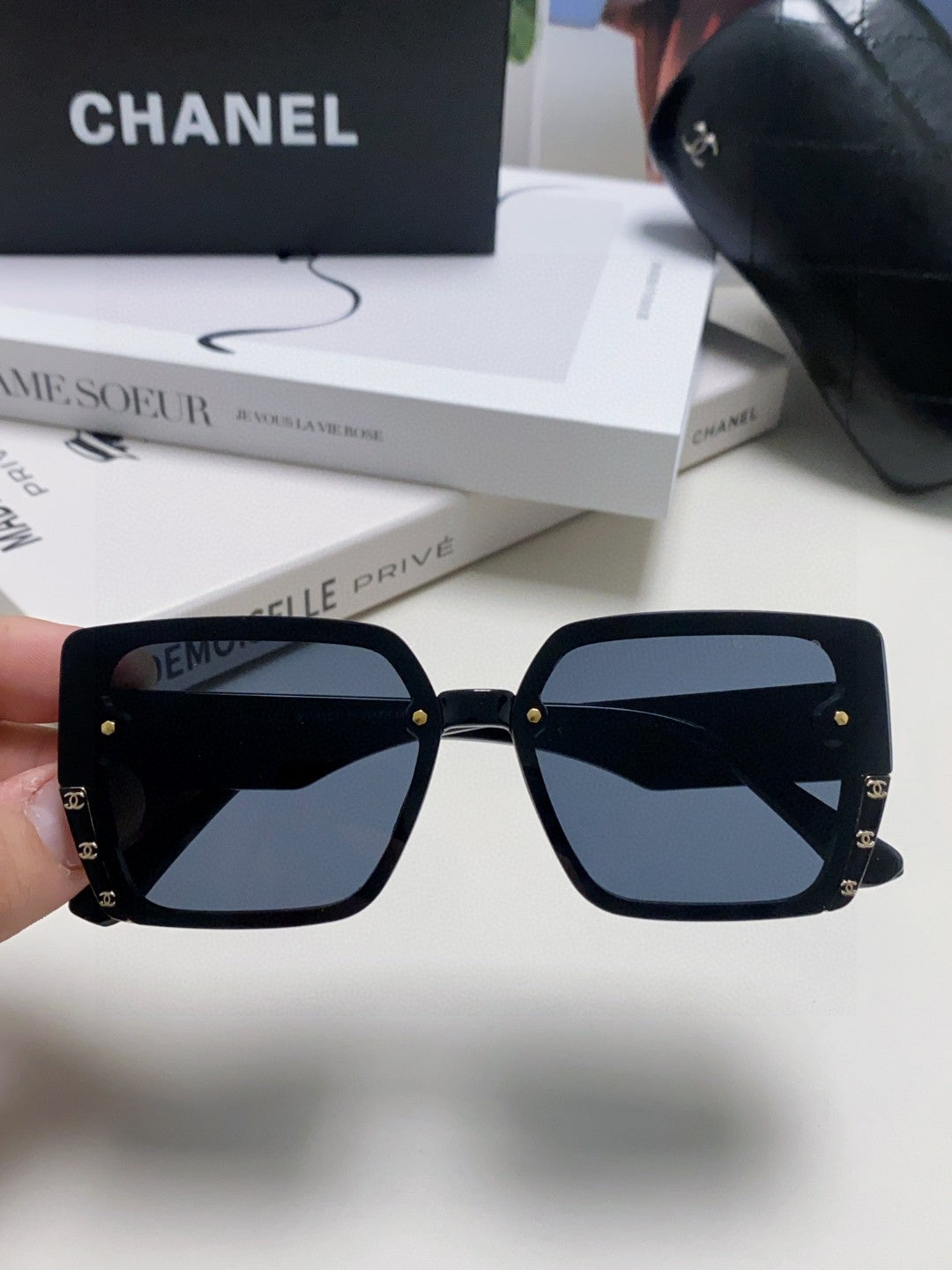 Chanel Polarized Square Blue Lens Sunglasses for Men & Women - detail image 3
