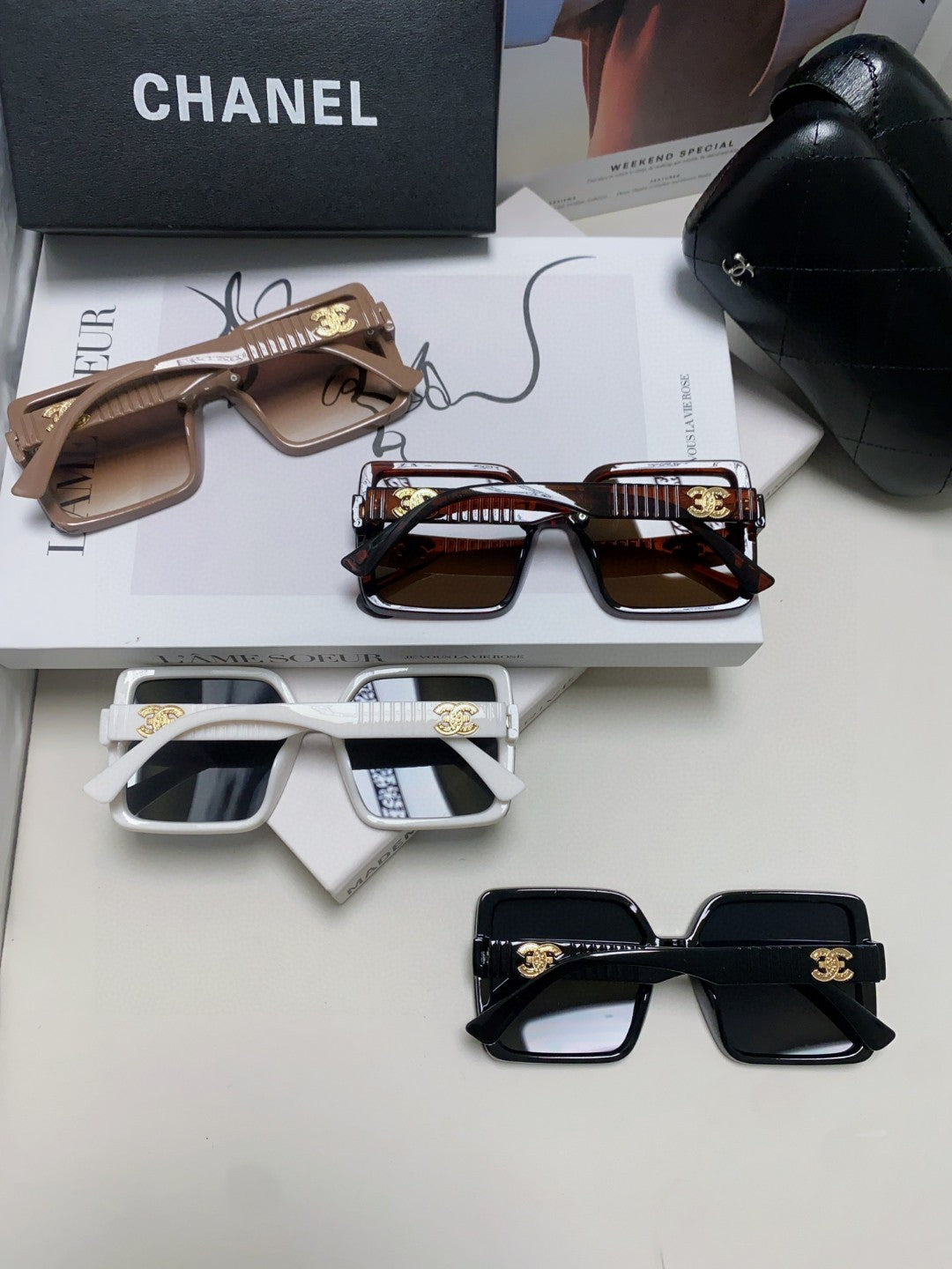 Chanel Polarized Fashion Black Lens Sunglasses for Men & Women - 431518 - detail image 7