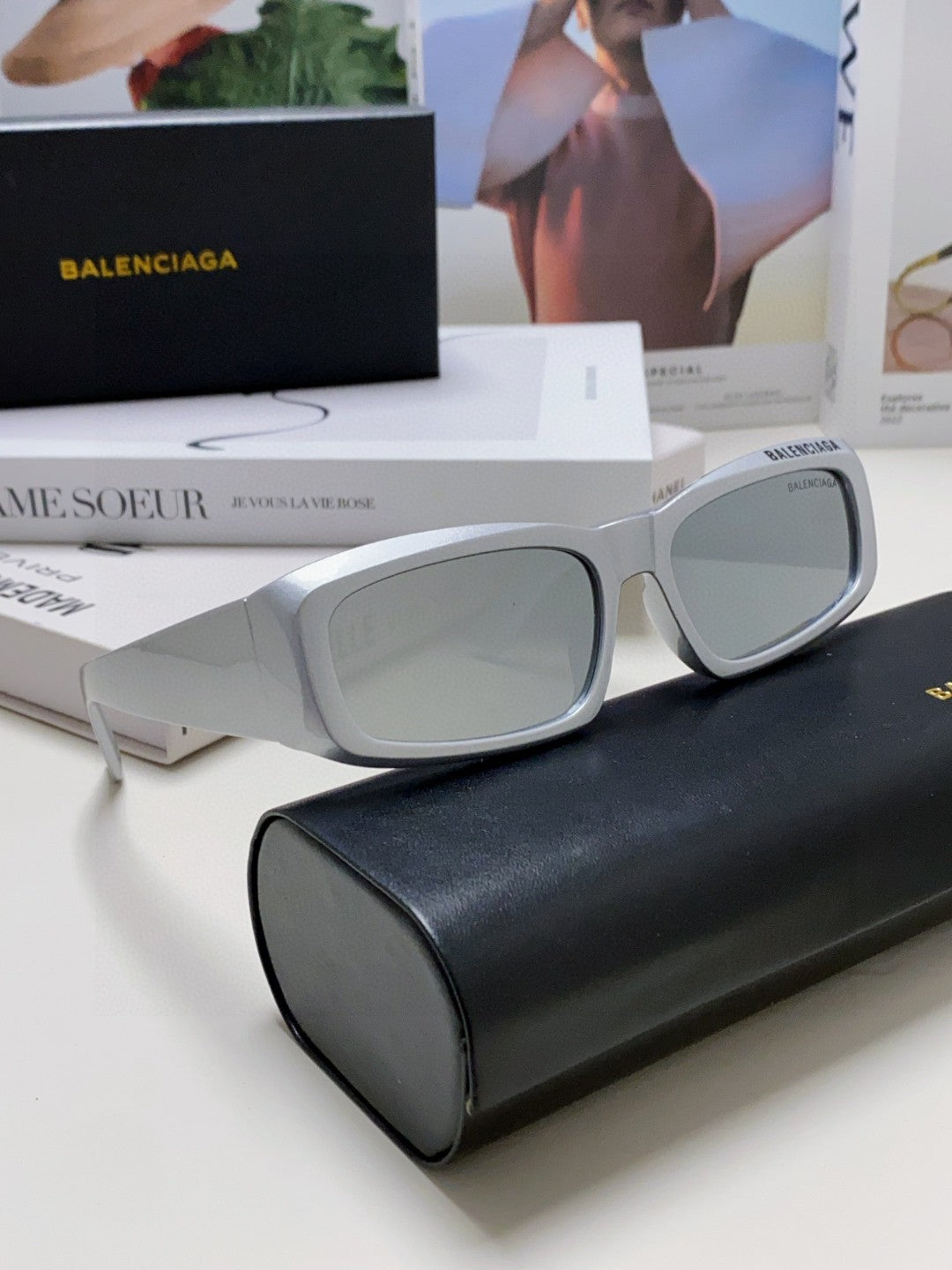 Balenciaga Square Silver Lens Sunglasses for Men & Women - 416102 - detail image 7