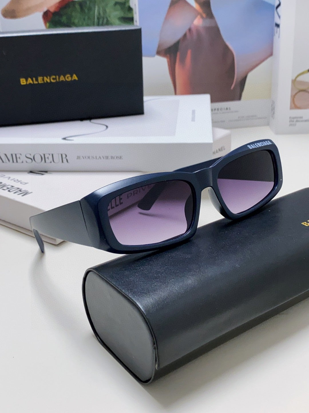 Balenciaga Square Blue Lens Sunglasses for Men & Women - 416105 - detail image 6