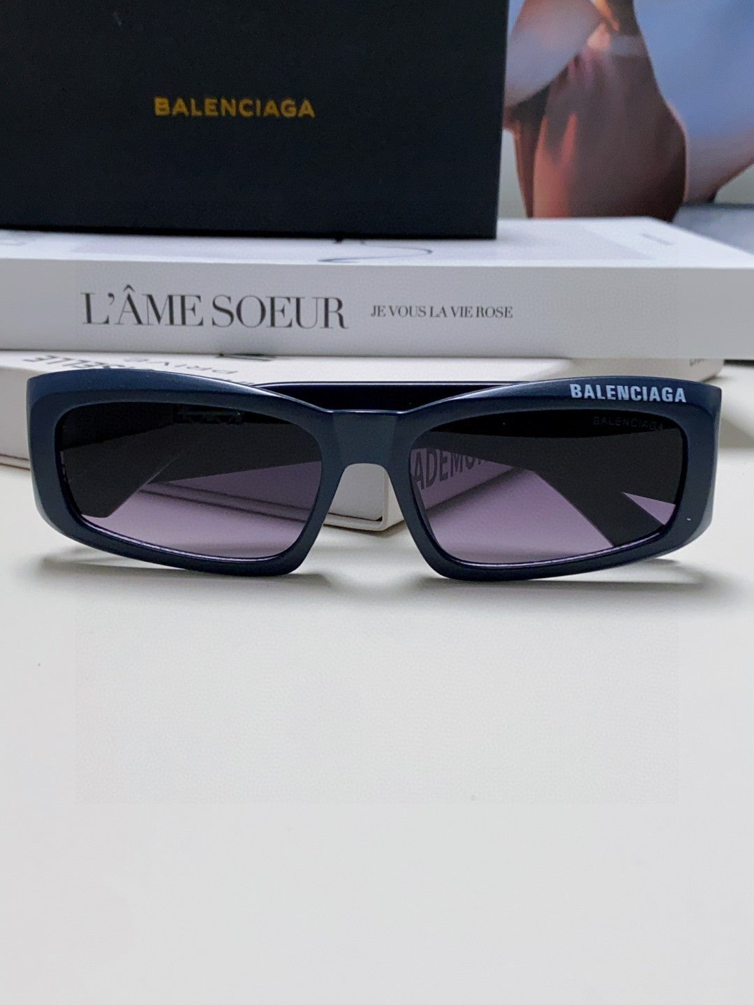 Balenciaga Square Blue Lens Sunglasses for Men & Women - detail image 5
