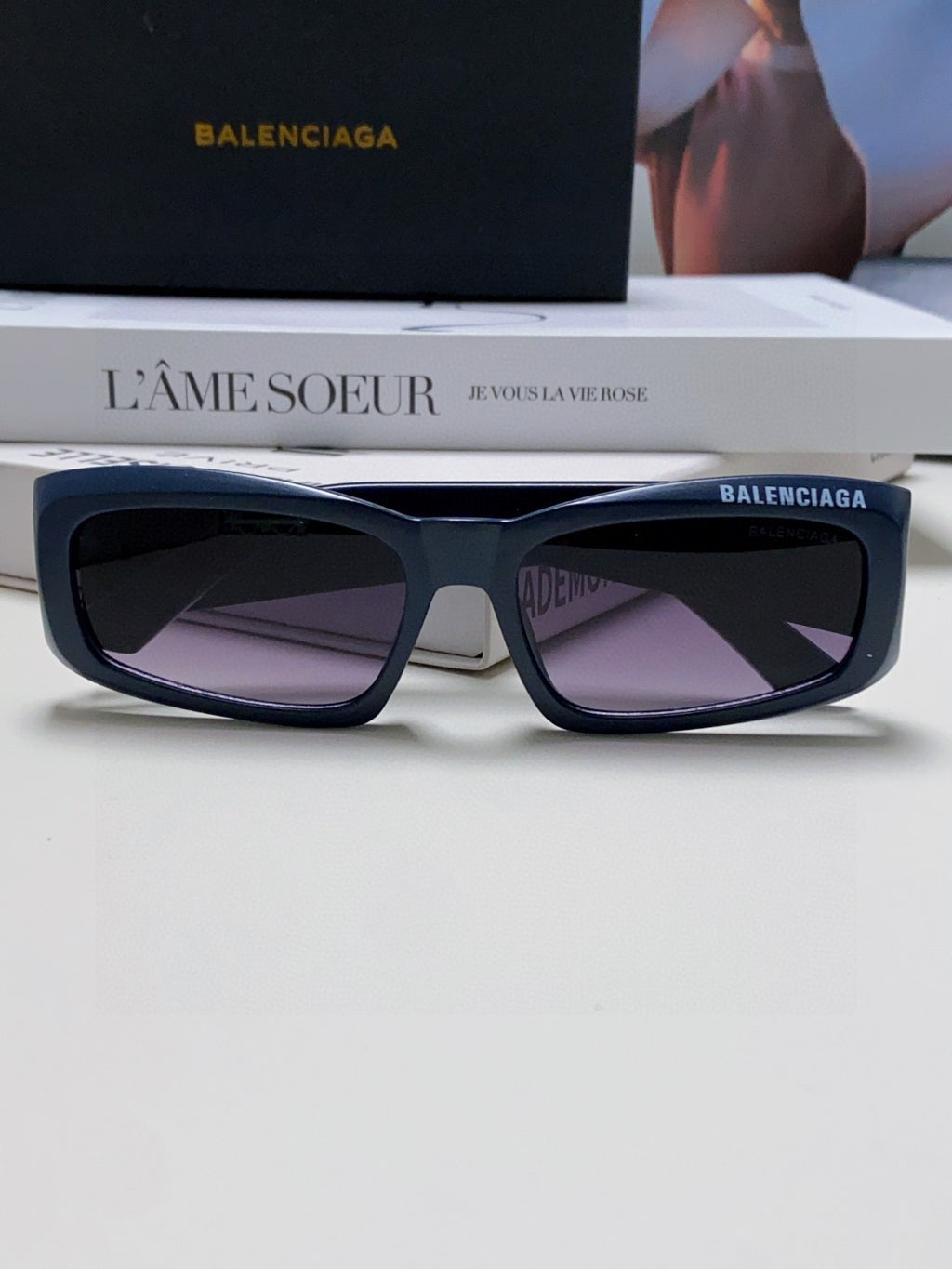 Balenciaga Square Blue Lens Sunglasses for Men & Women - 416105 - detail image 5