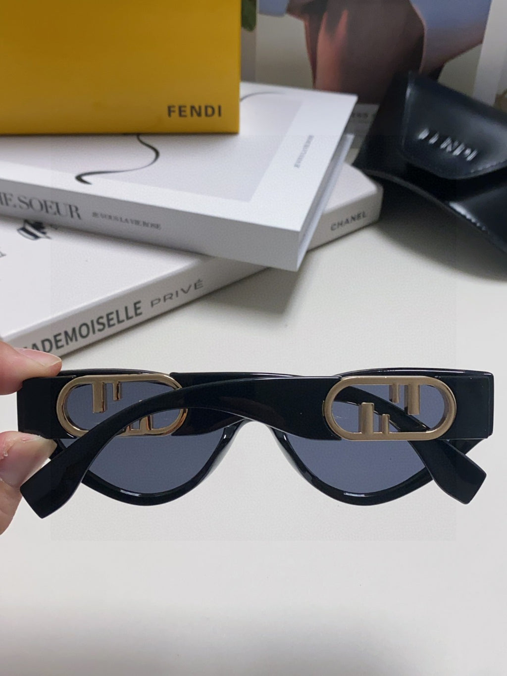 Fendi Metal Cat-Eye Blue Lens Sunglasses for Women - 449810 - detail image 4