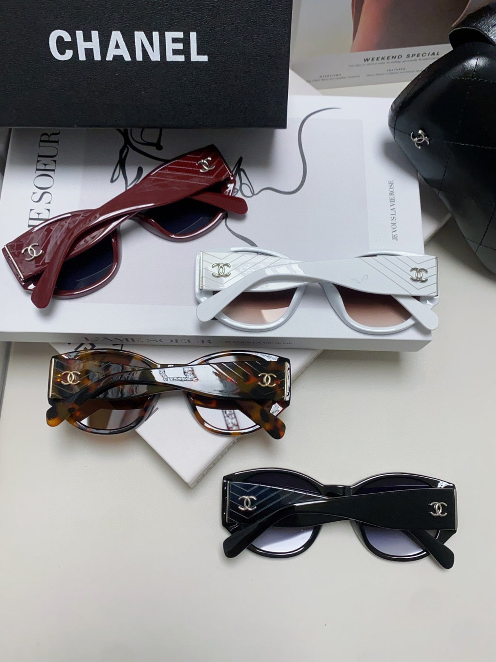Chanel Polarized Cat-Eye Blue Lens Sunglasses for Women - 448888 - detail image 8