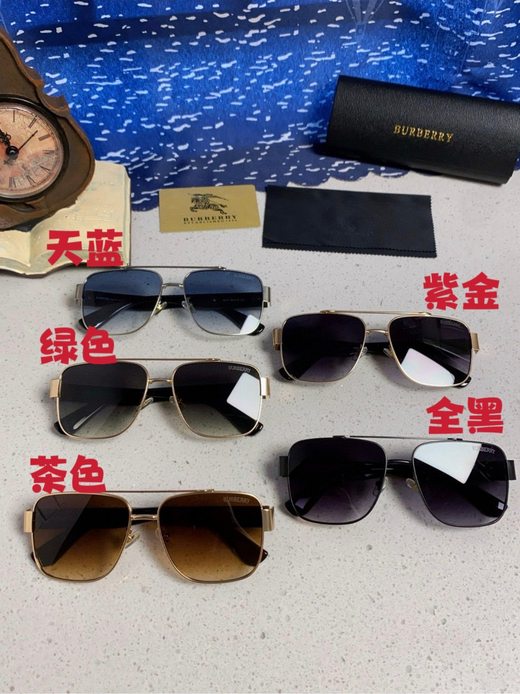 Burberry Metal Square Silver Lens Sunglasses for Men & Women - 449626 - detail image 12