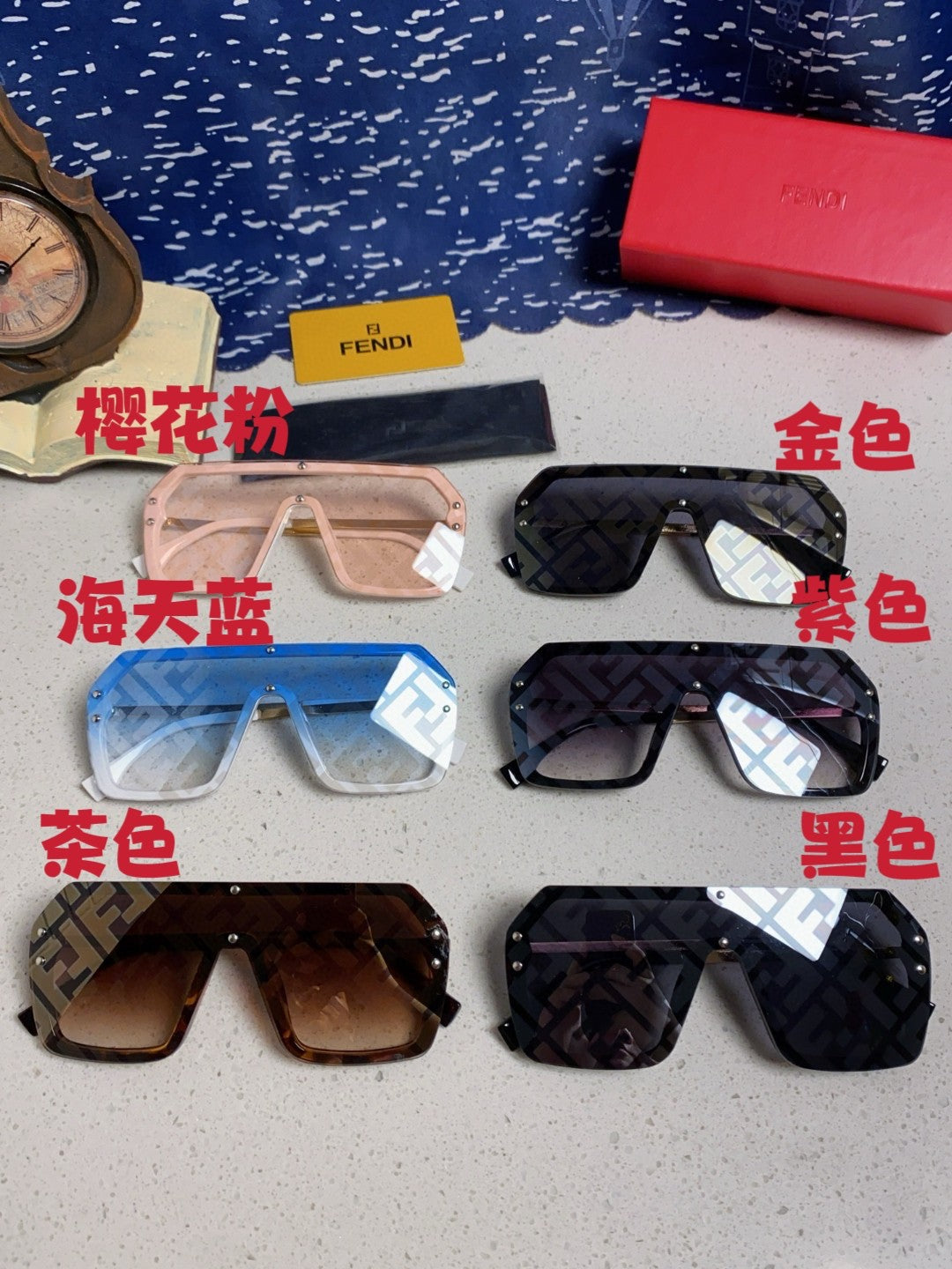 Fendi Lightweight Rimless Blue Lens Sunglasses for Men & Women - detail image 10