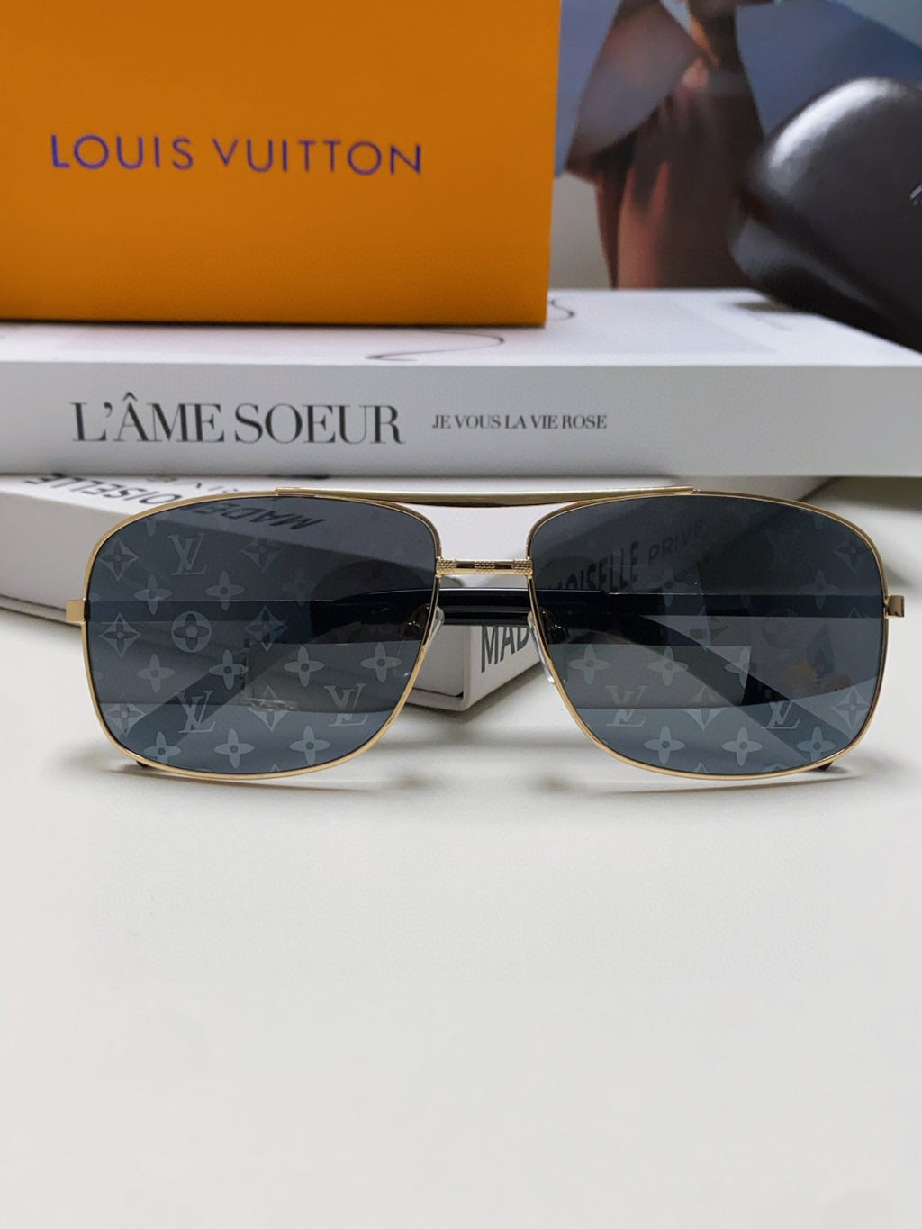 Louis Vuitton Metal Square Blue Lens Sunglasses for Men & Women - 464650 - detail image 6