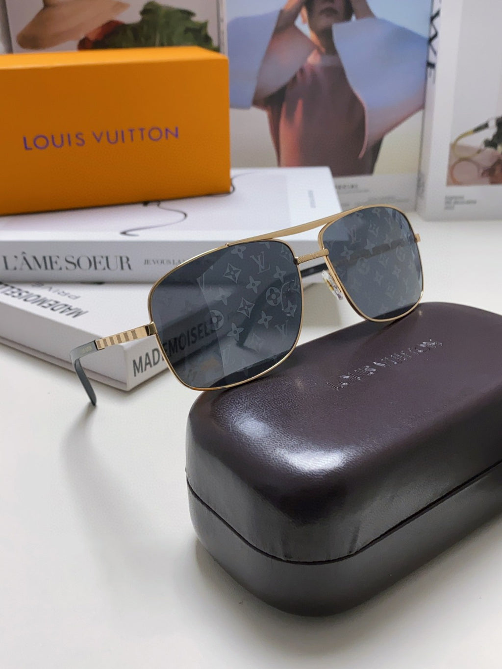Louis Vuitton Metal Square Blue Lens Sunglasses for Men & Women - 464650 - detail image 7