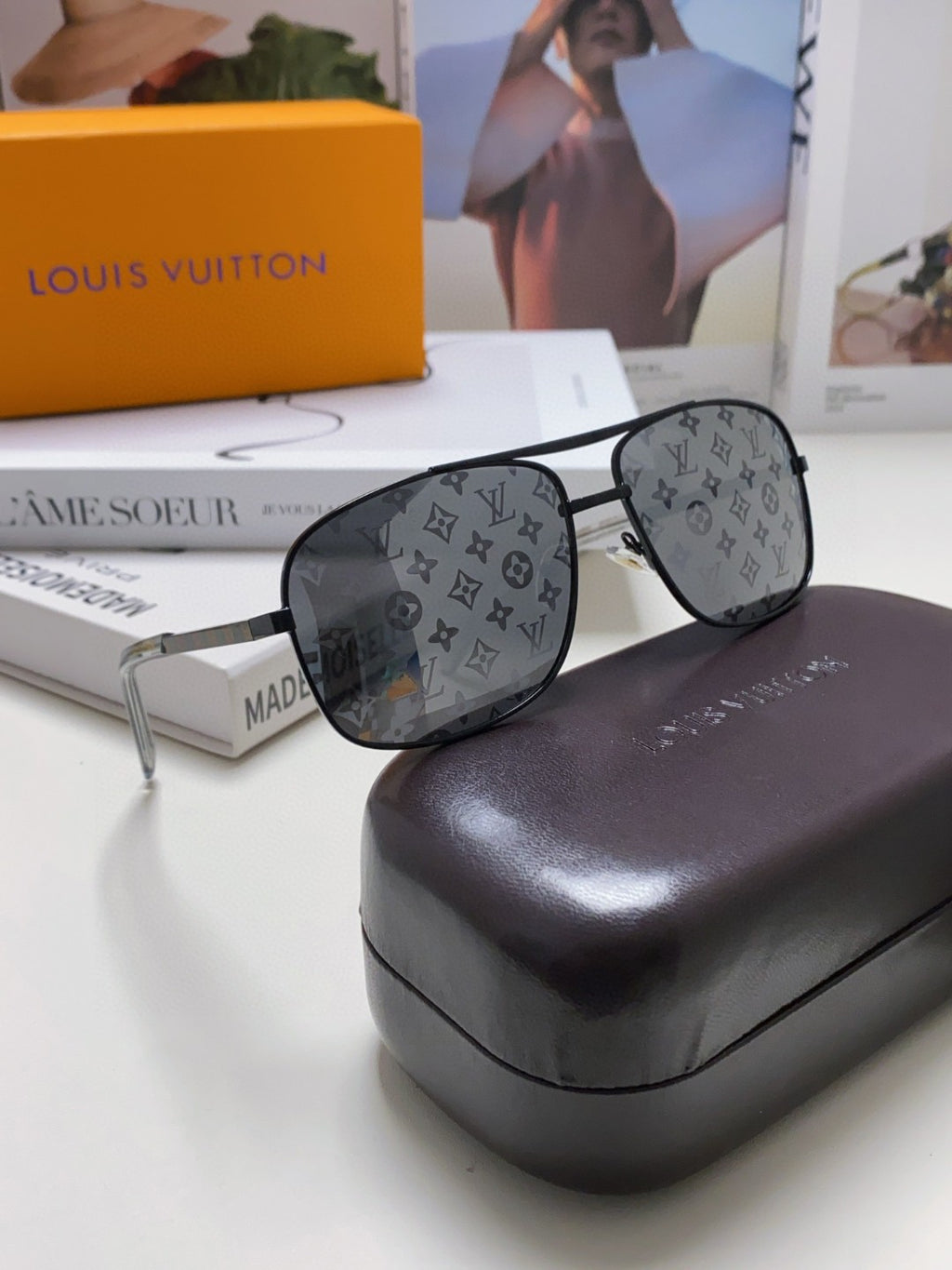 Louis Vuitton Metal Square Gray Lens Sunglasses for Men & Women - 464651 - detail image 6