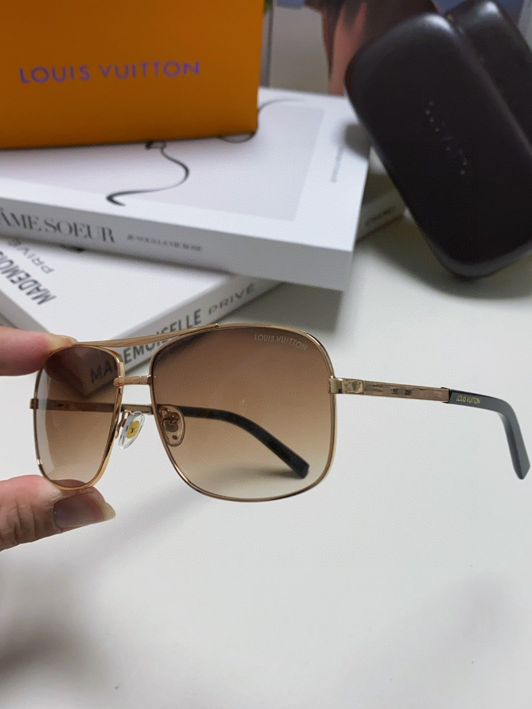 Louis Vuitton Metal Square Red Lens Sunglasses for Men & Women - detail image 5