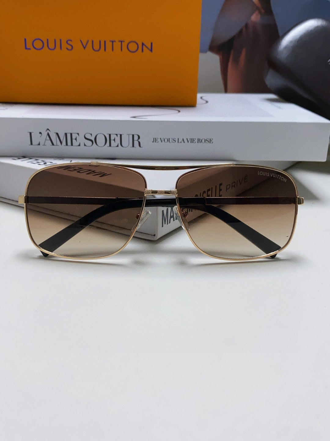 Louis Vuitton Metal Square Red Lens Sunglasses for Men & Women - detail image 6