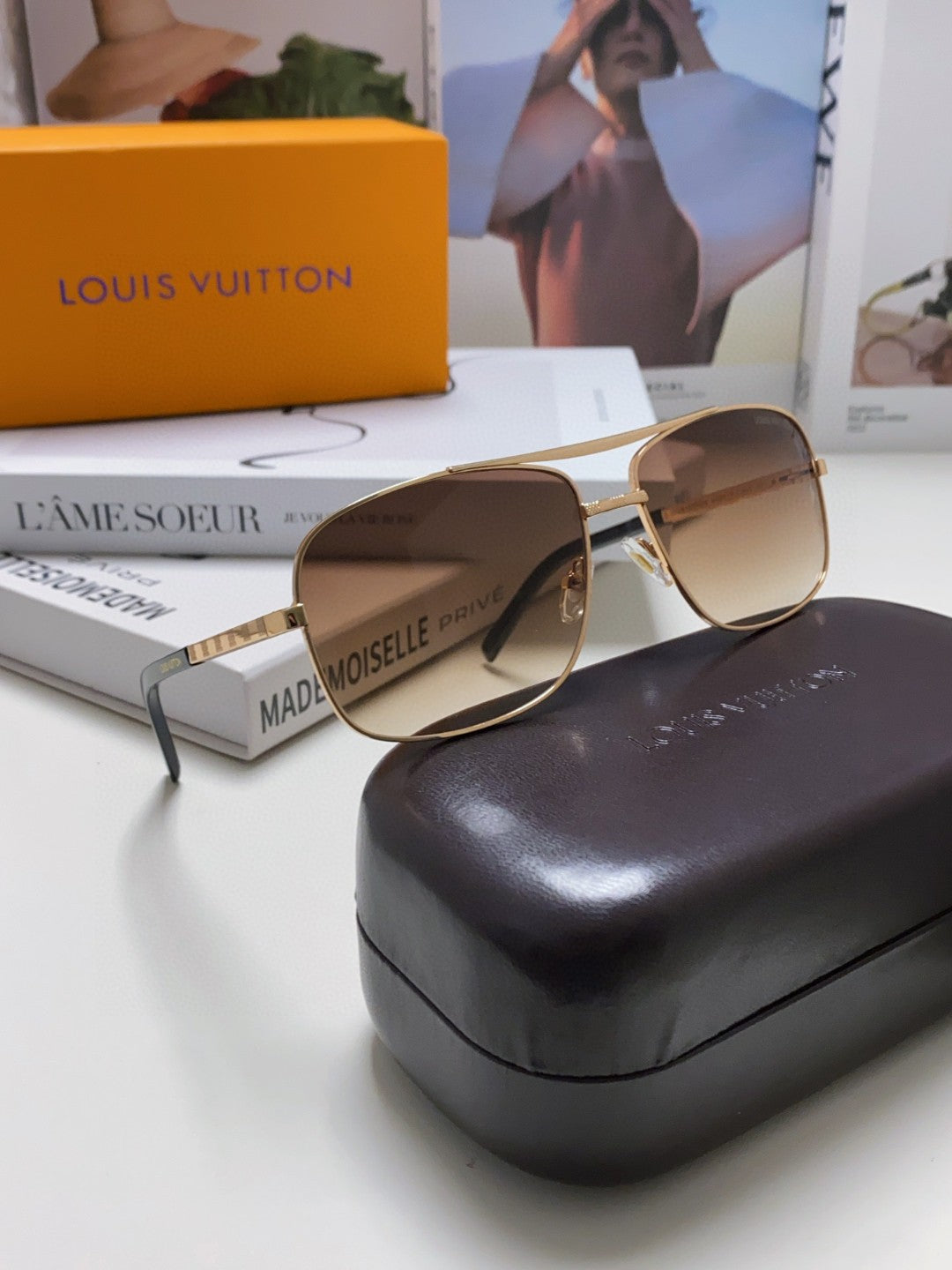 Louis Vuitton Metal Square Red Lens Sunglasses for Men & Women - detail image 7