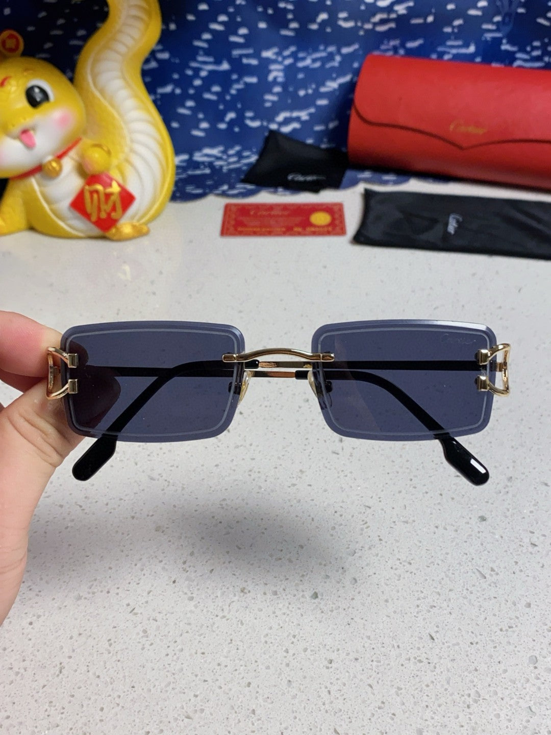 Cartier Fashion Blue Lens Sunglasses for Men & Women - detail image 5