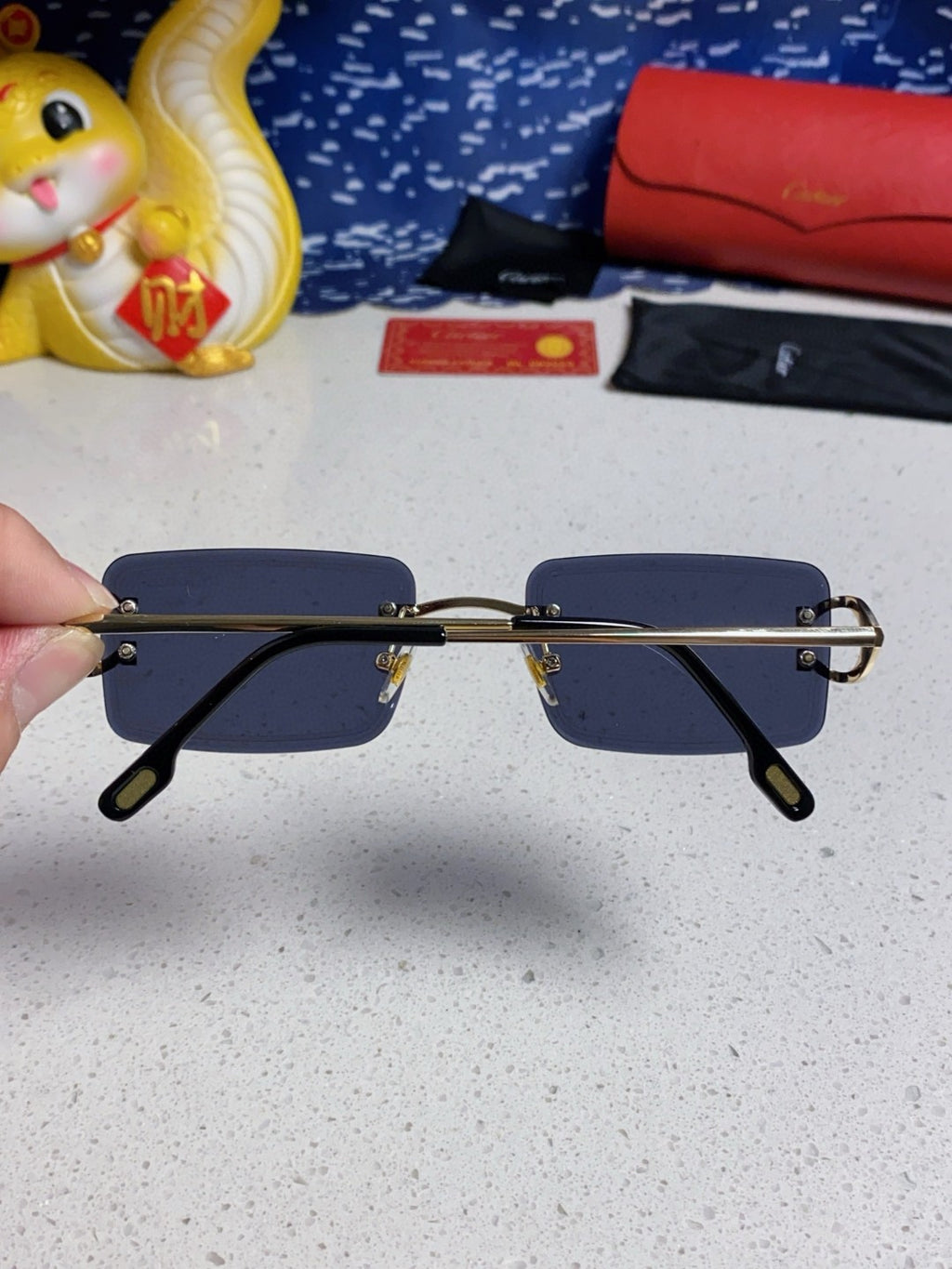 Cartier Fashion Blue Lens Sunglasses for Men & Women - detail image 6